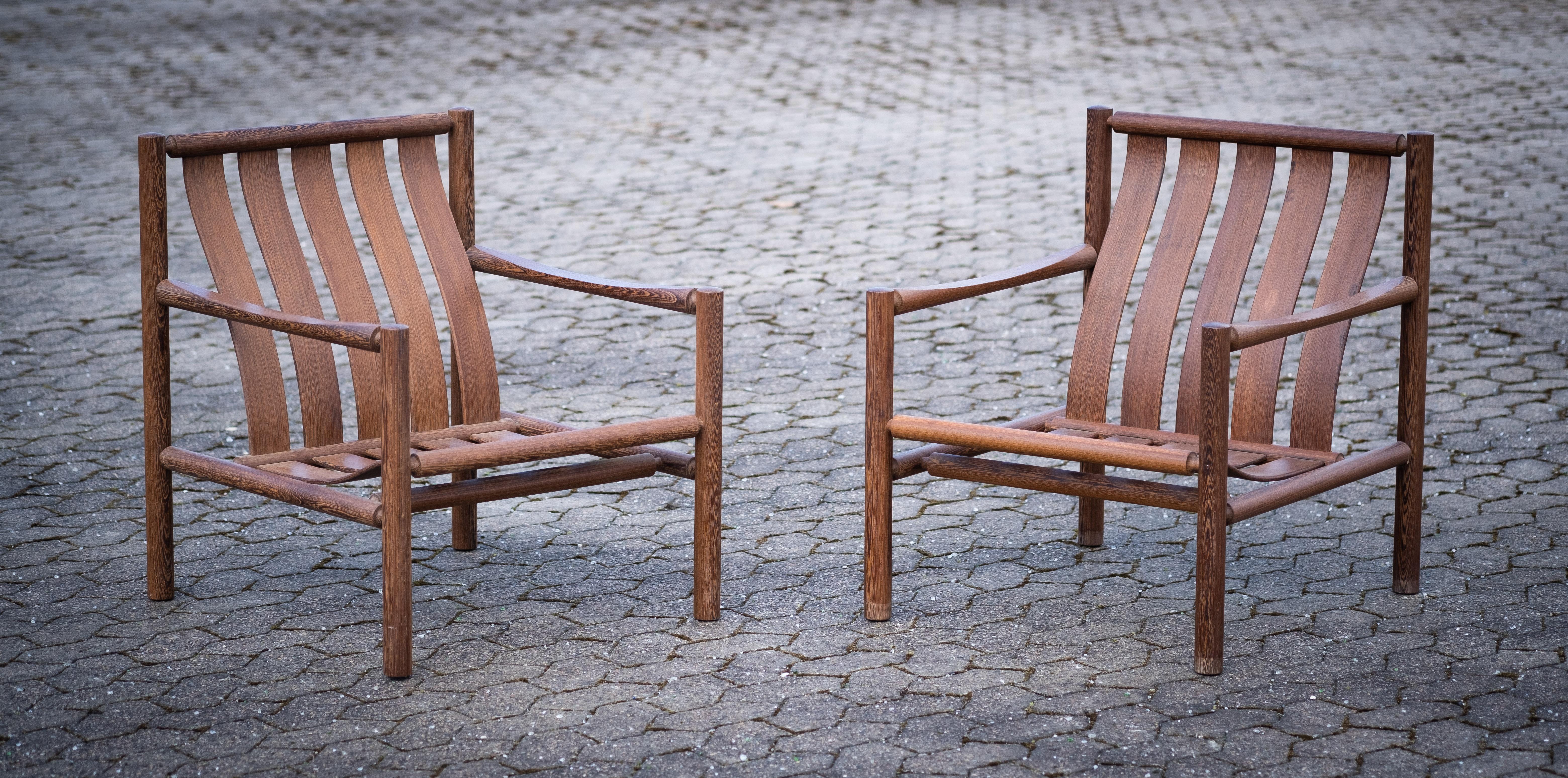 Mid-Century moderno Coppia di sedie da salotto in wengé di Jørn Nilson, Danimarca, 1966 in vendita