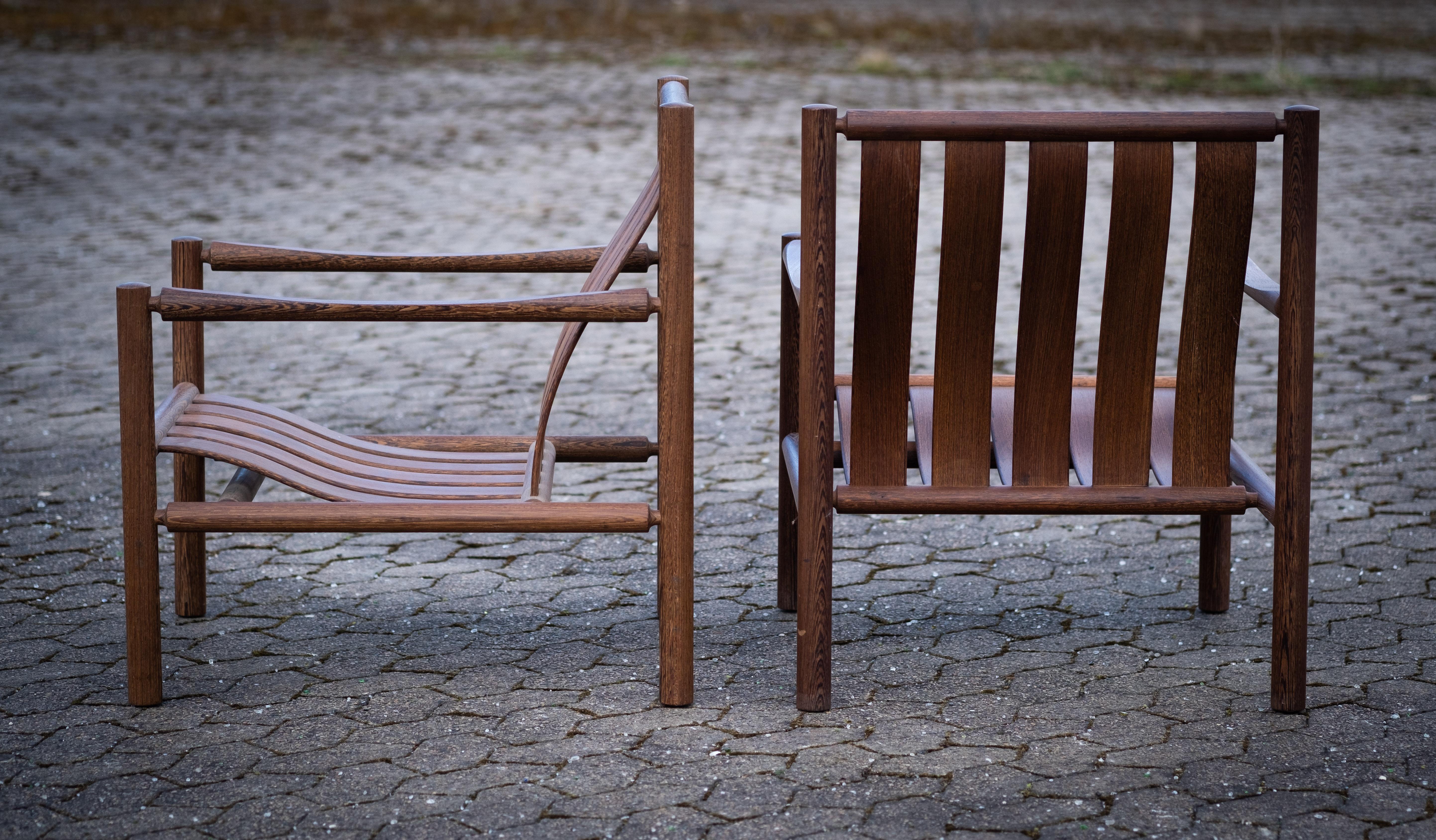 Metà XX secolo Coppia di sedie da salotto in wengé di Jørn Nilson, Danimarca, 1966 in vendita