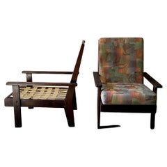 Pair of Wenge Wood Arm Chairs