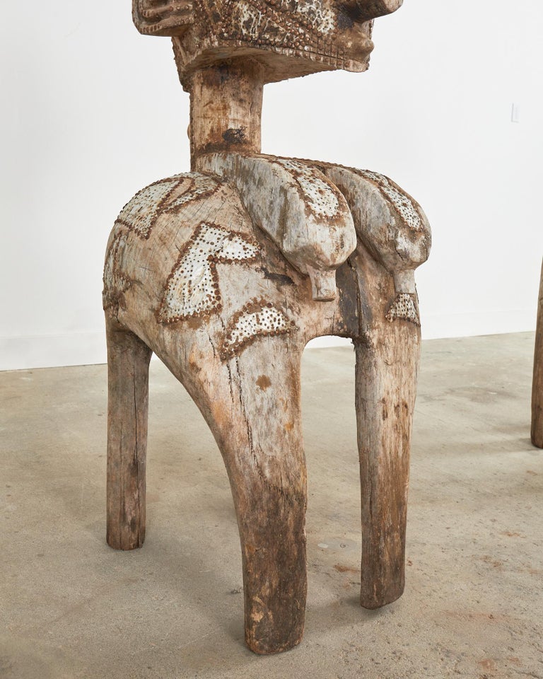 Pair of West African Baga Nimba Carved Fertility Mask Sculptures For