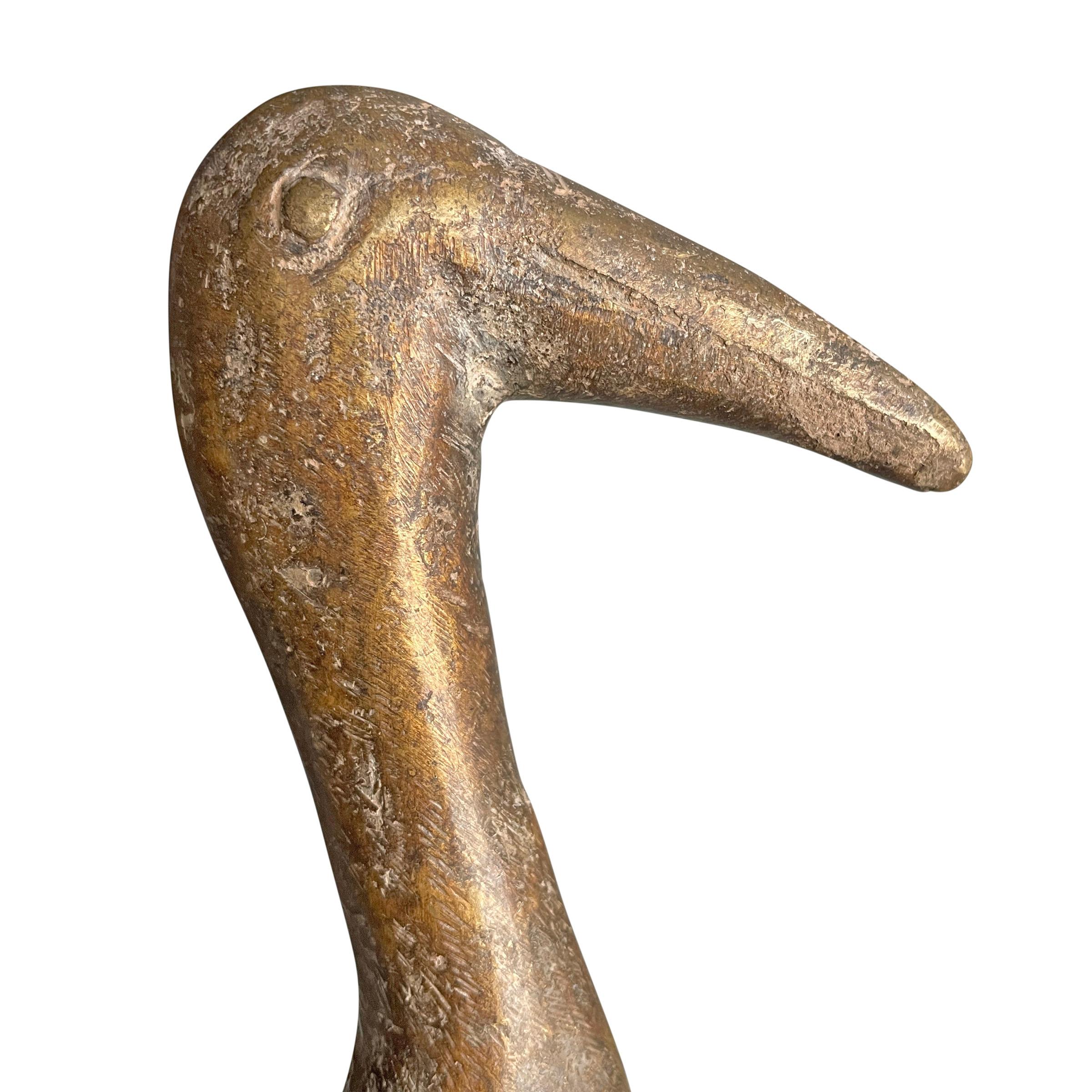 20th Century Pair of West African Cast Bronze Birds For Sale