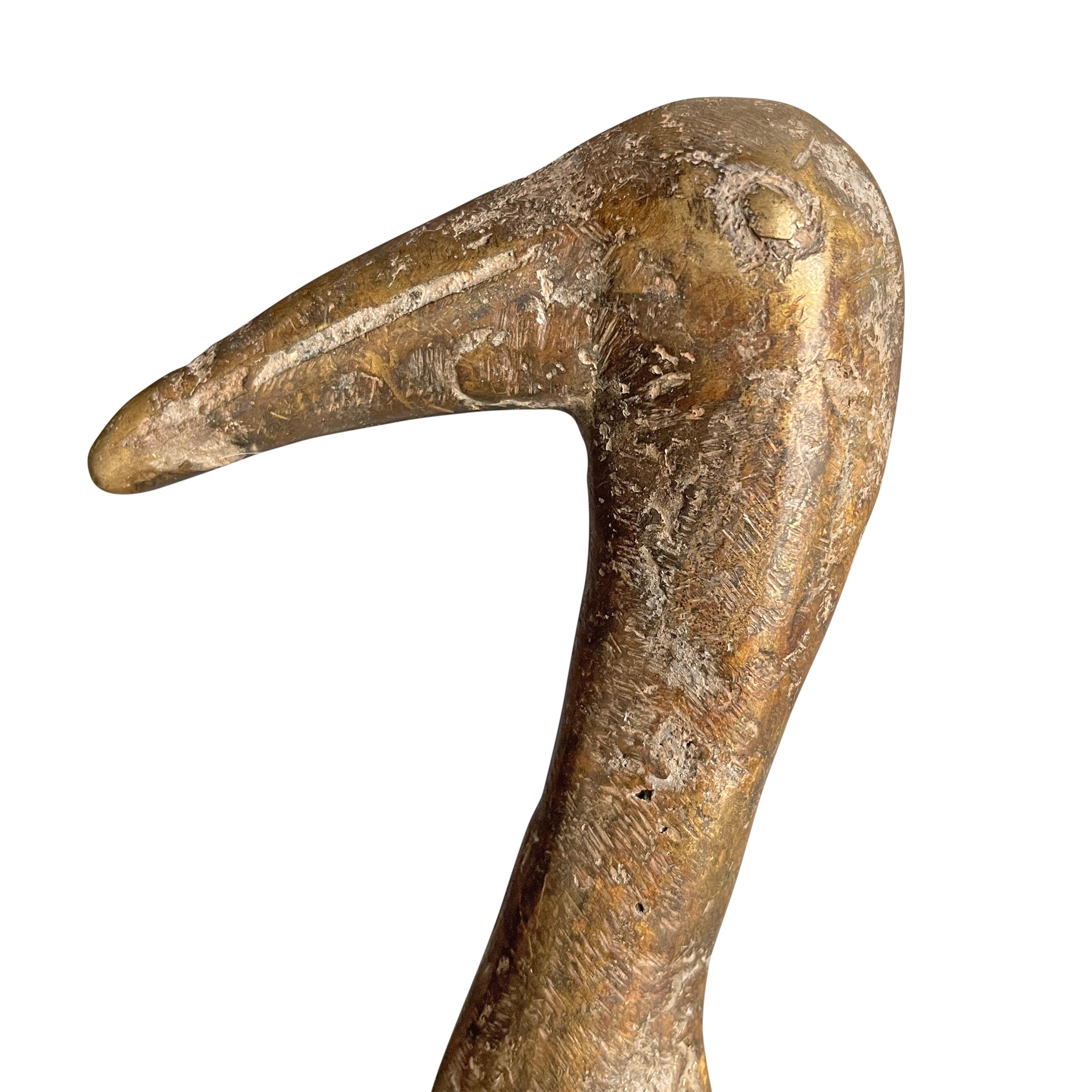 Pair of West African Cast Bronze Birds For Sale 1