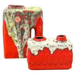 Pair of West German Fat Lava Ceramic Vases by Bay Keramik and Uebelacker Keramik