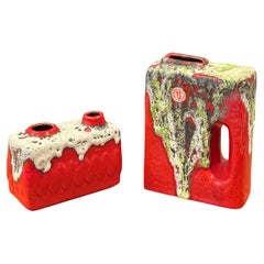 Pair of West German Fat Lava Ceramic Vases by Bay Keramik and Uebelacker Keramik