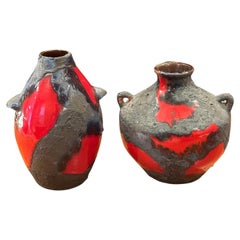 Pair of West German Fat Lava Pottery Vessels Attributed to Marei Keramik, 1970s