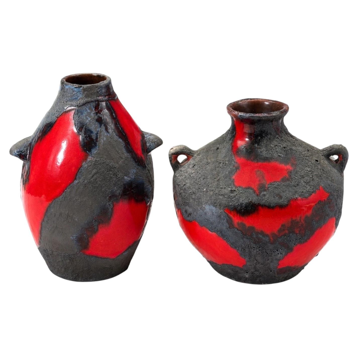 Pair of West German Fat Lava Pottery Vessels Attributed to Marei Keramik, 1970s