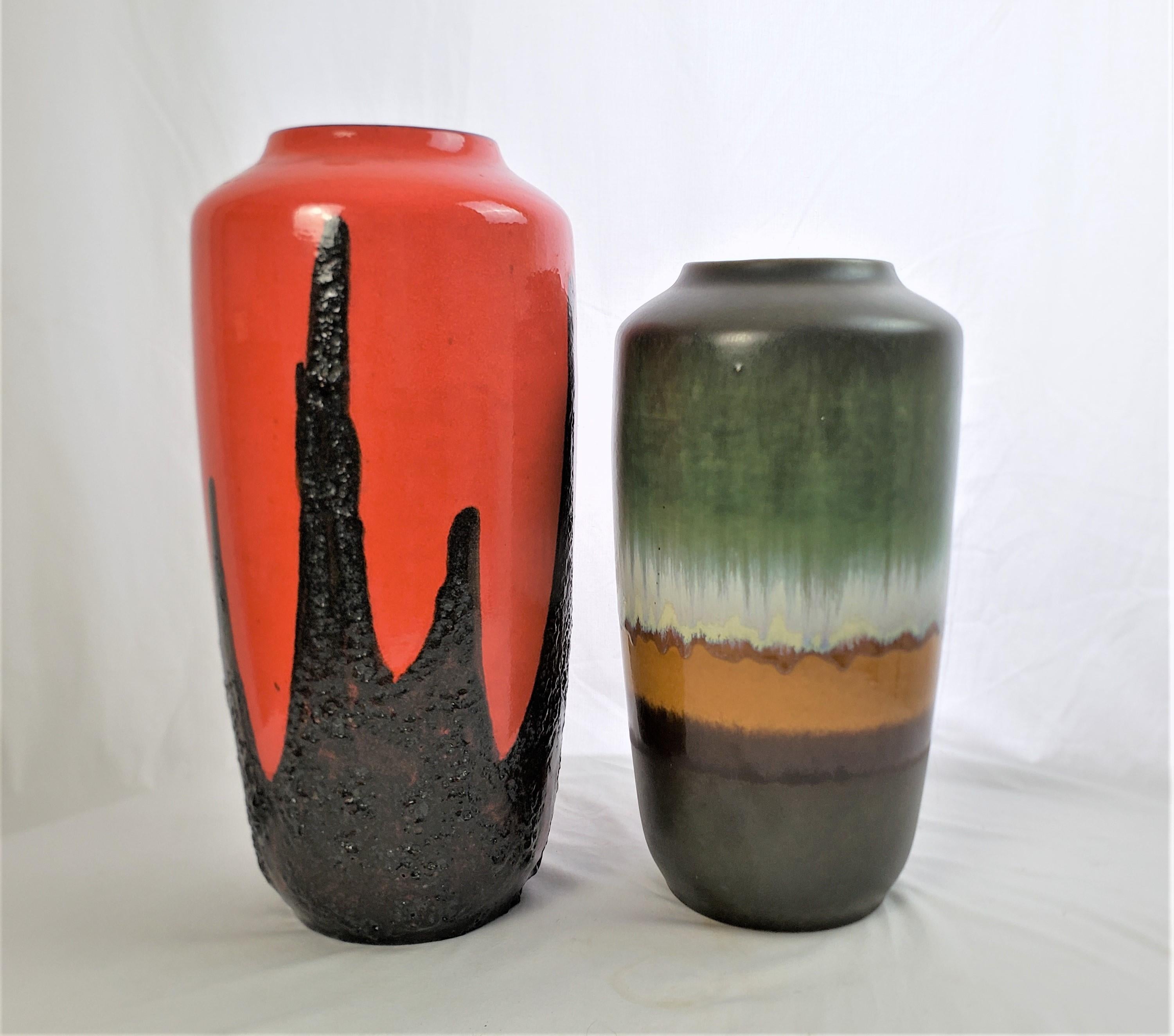 Glazed Pair of West German Mid-Century Modern Scheurich Signed Ceramic Floor Vases For Sale