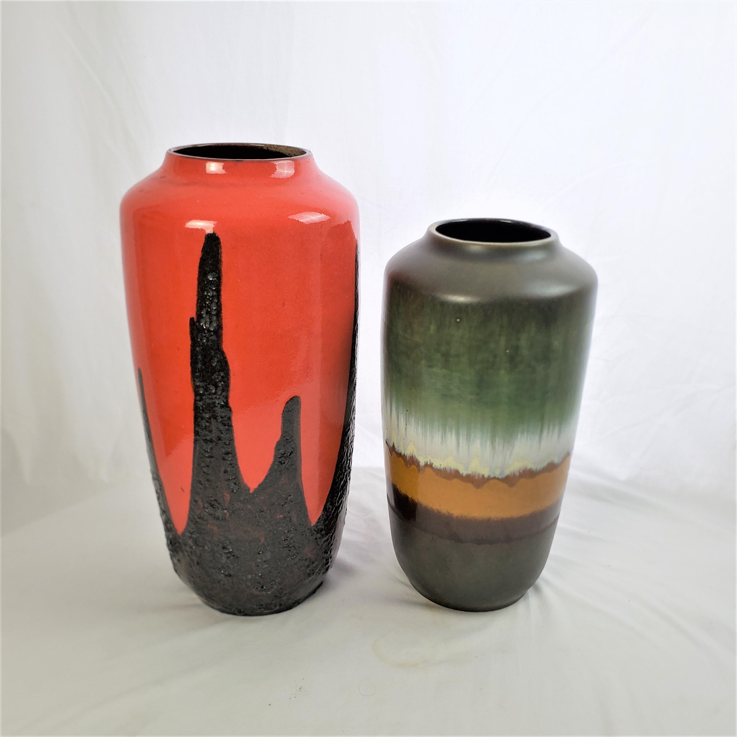 Pair of West German Mid-Century Modern Scheurich Signed Ceramic Floor Vases In Good Condition For Sale In Hamilton, Ontario