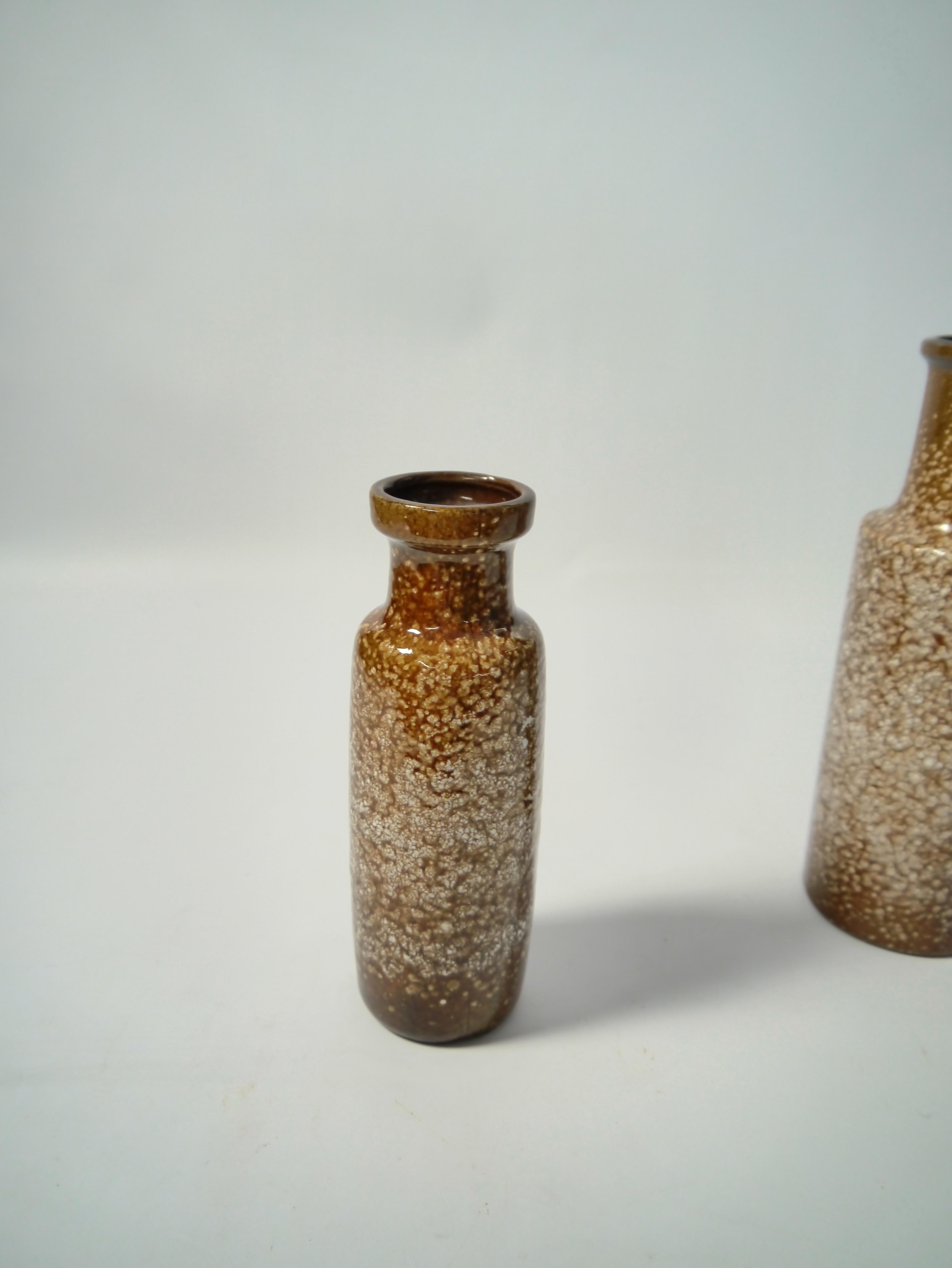 Glazed Pair of West German Pottery Vases by BAY, WG 1960s For Sale