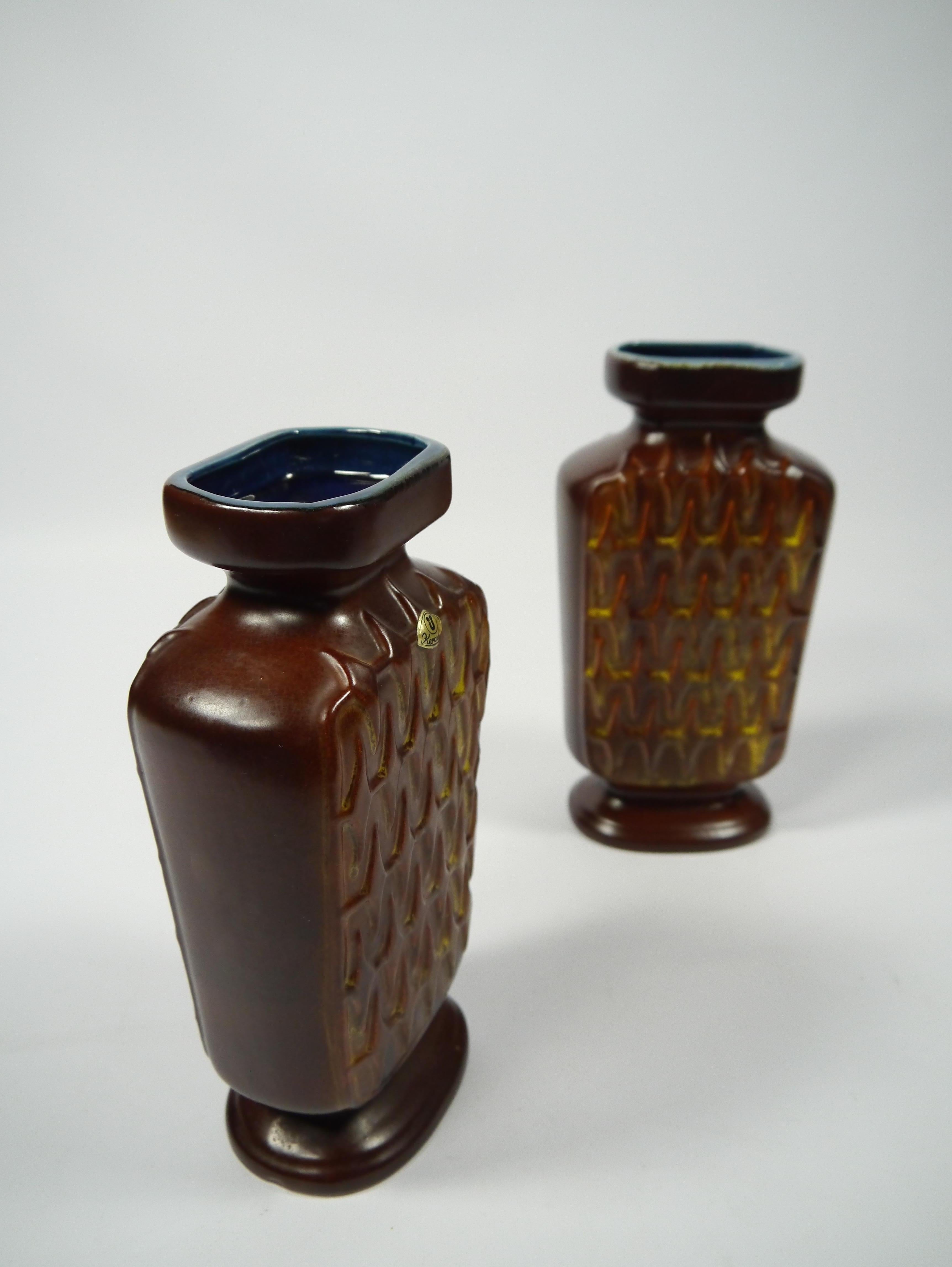 Mid-Century Modern Paire de vases en poterie d'Allemagne de l'Ouest par ebelacker Keramik, Allemagne, années 1950 en vente