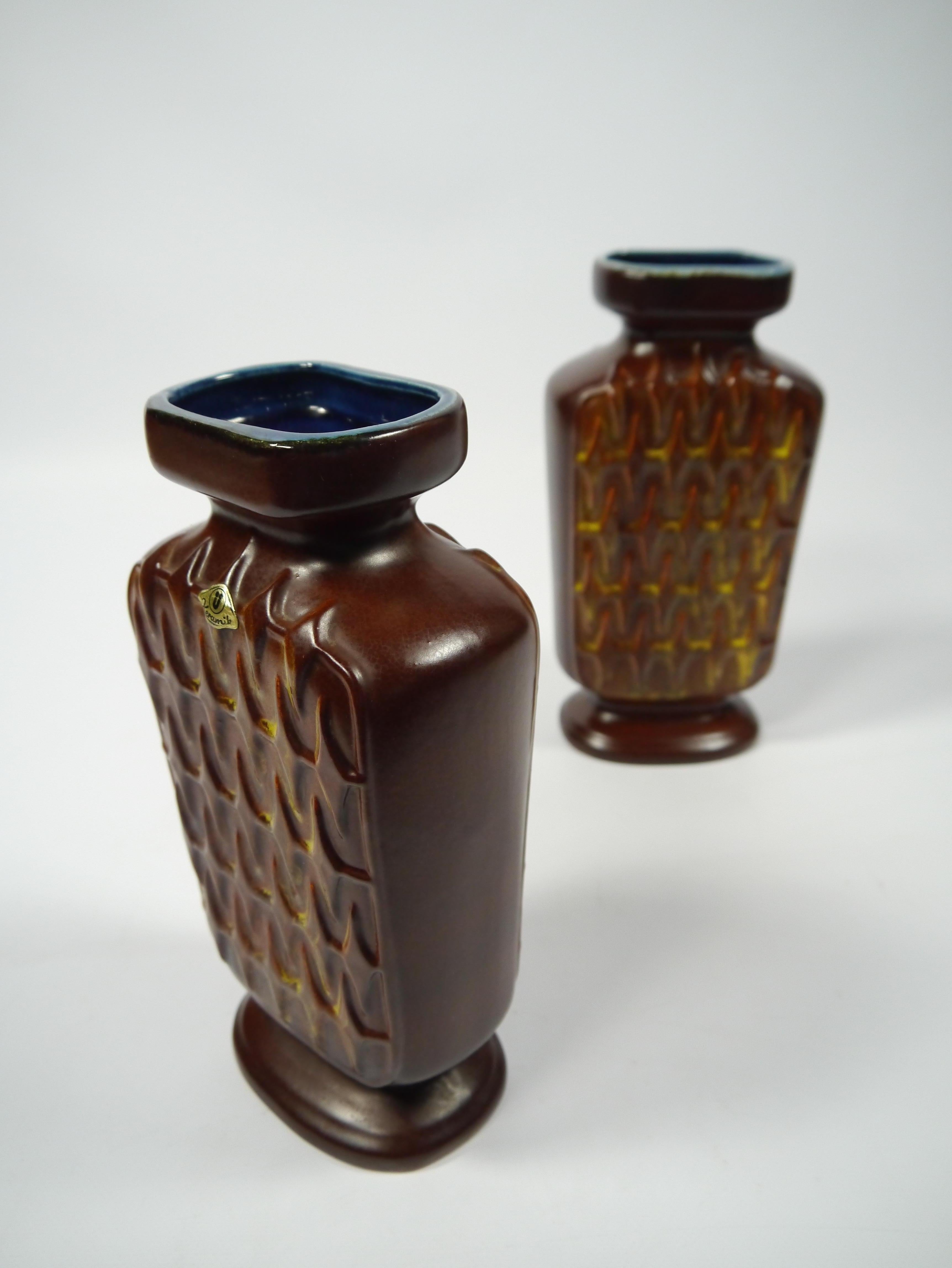 Glazed Pair of West German Pottery Vases by Üebelacker Keramik, Germany, 1950s For Sale