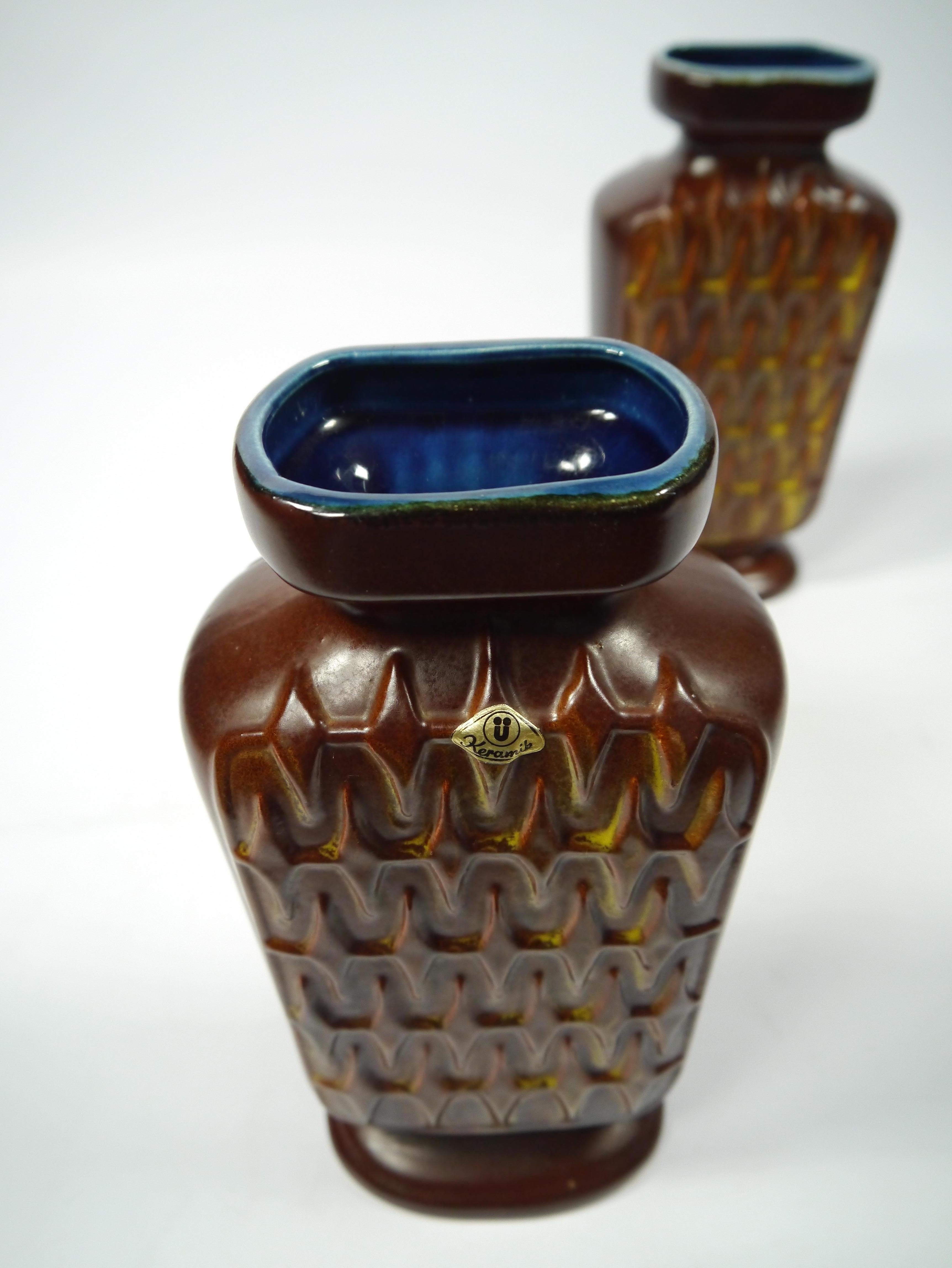 20ième siècle Paire de vases en poterie d'Allemagne de l'Ouest par ebelacker Keramik, Allemagne, années 1950 en vente
