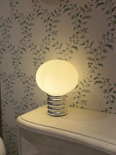 Pair of West German Space Age Opaline Glass Globe Table Lamps, Circa 1960s