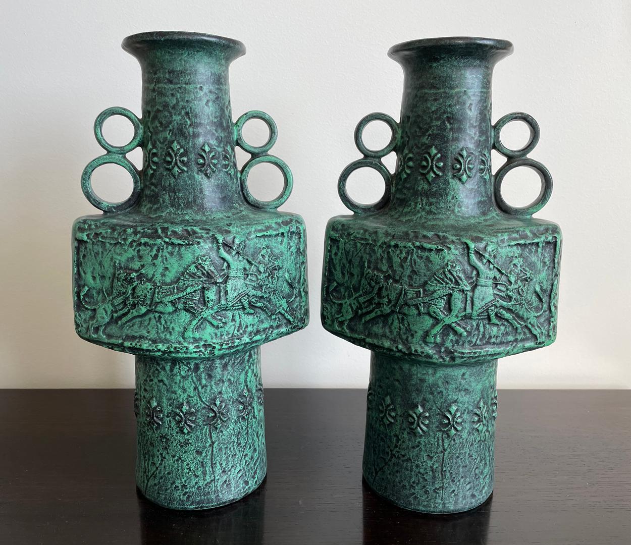 Glazed Pair of West German Vases, Circa 1970's For Sale