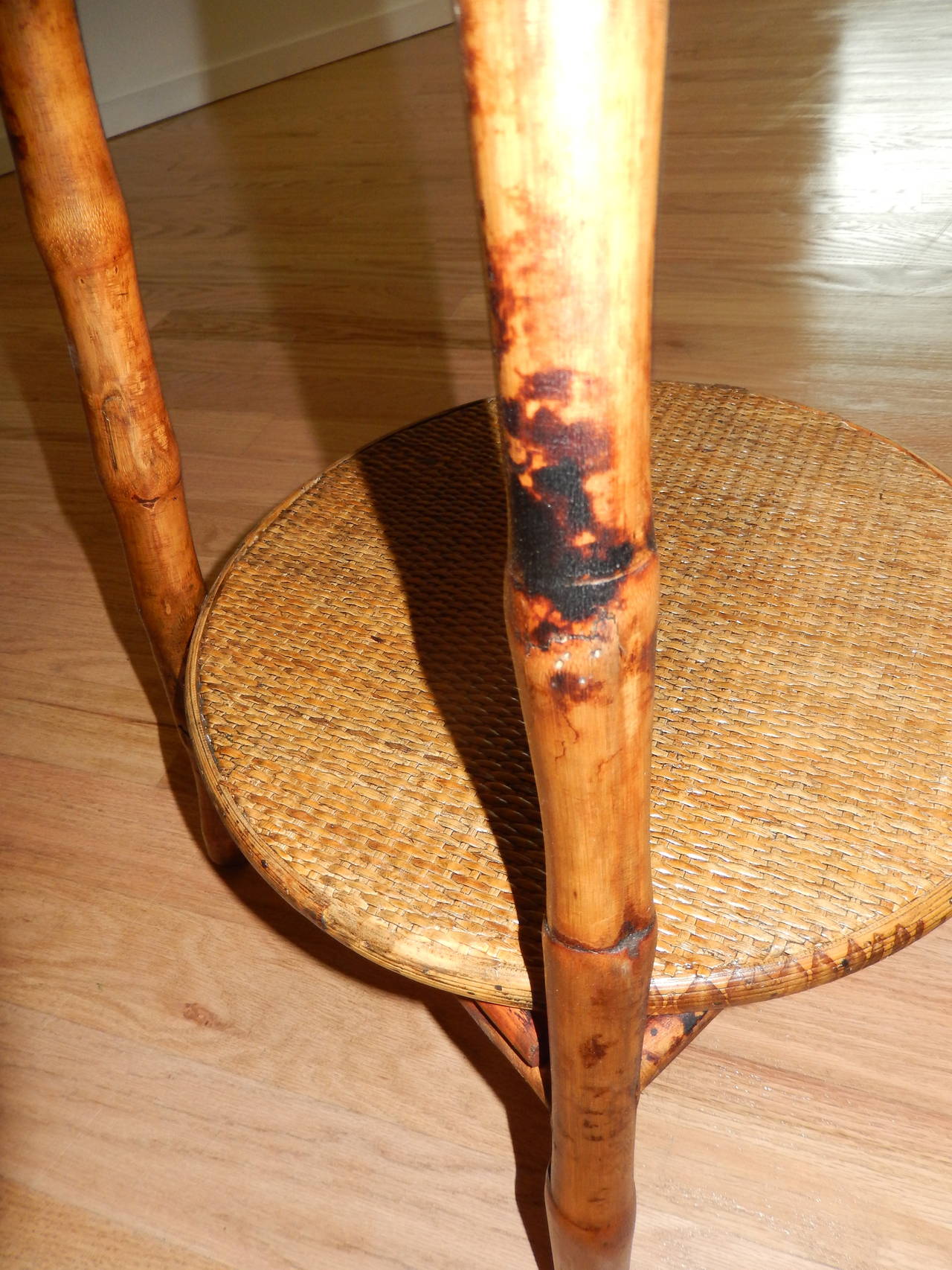 Pair of West Indies Bamboo and Cane Side Tables In Excellent Condition In Bellport, NY