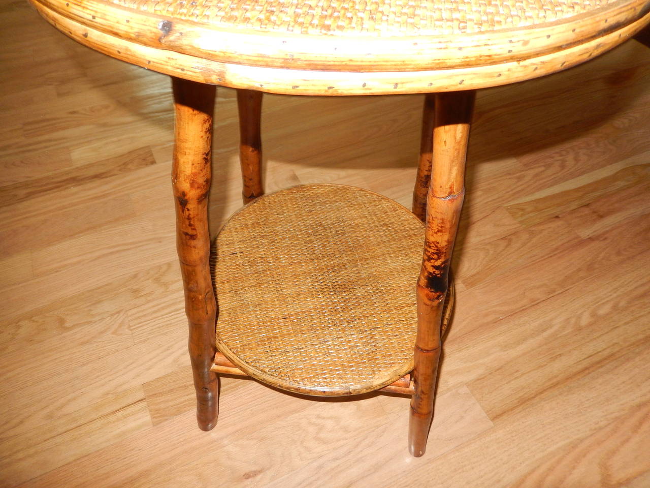 20th Century Pair of West Indies Bamboo and Cane Side Tables