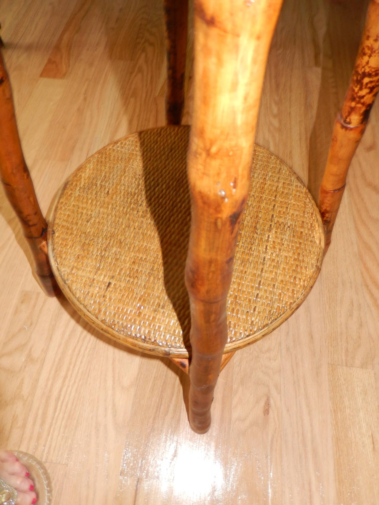 Pair of West Indies Bamboo and Cane Side Tables 1