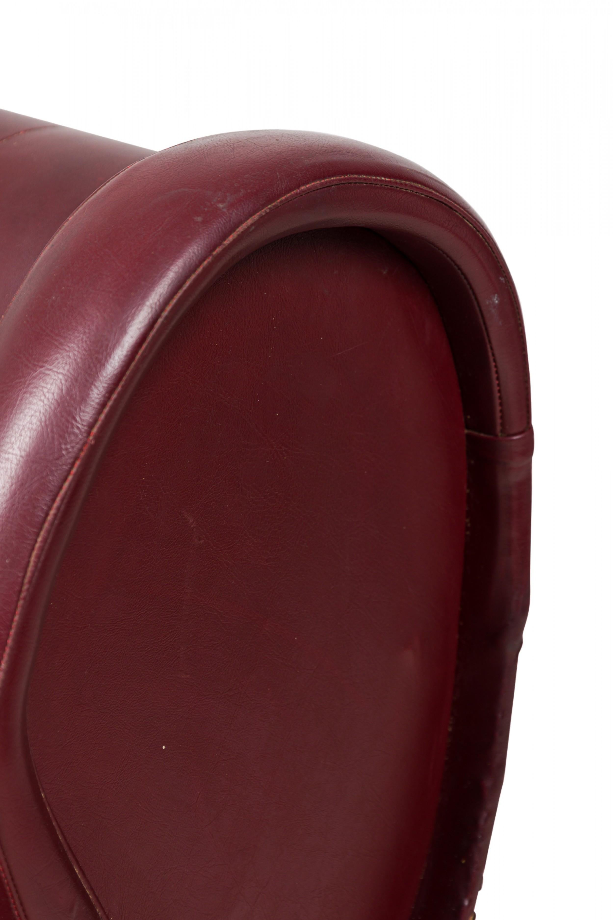 Pair of Westnofa Norwegian Burgundy Leather Upholstered Wing Armchairs For Sale 3
