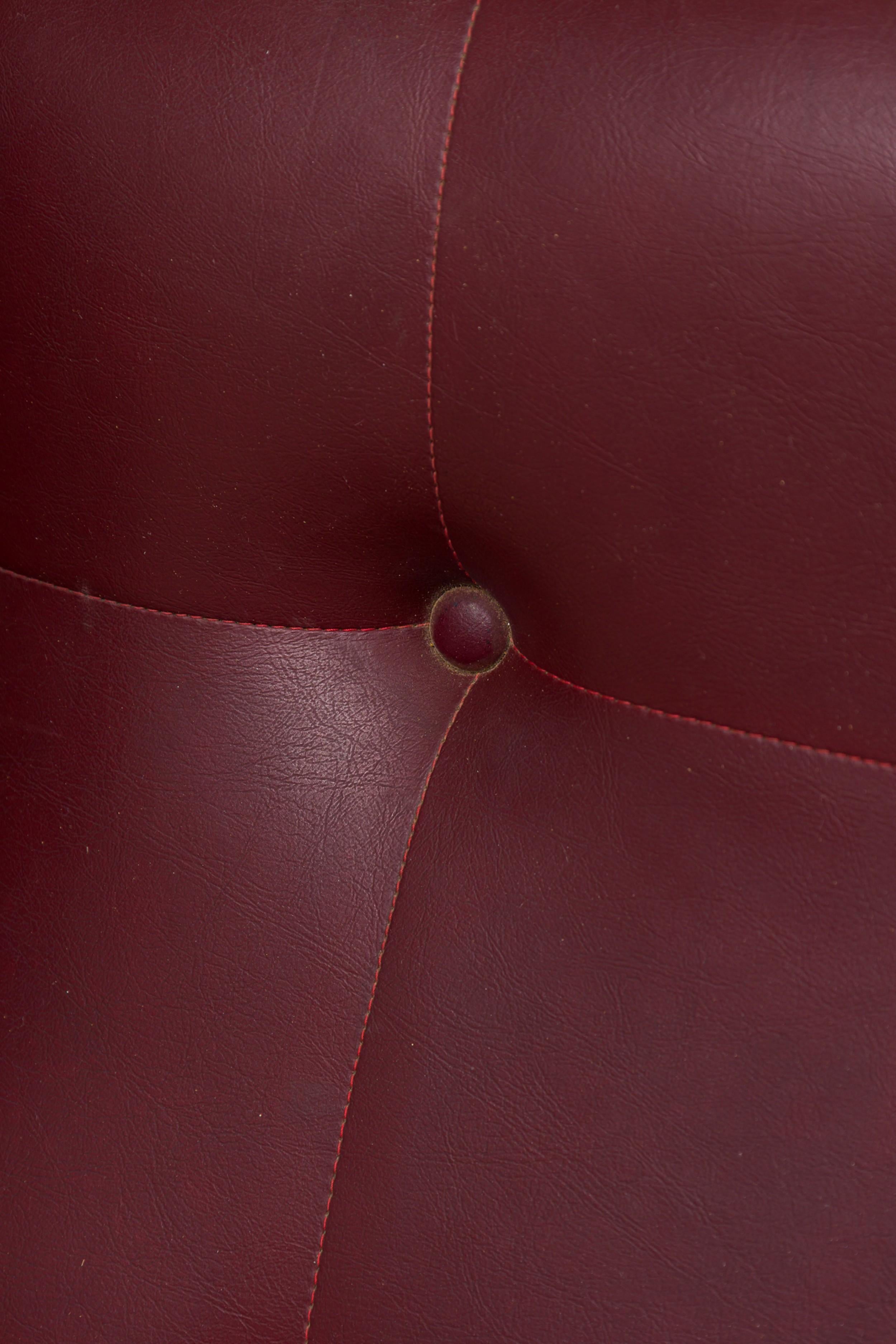 Pair of Westnofa Norwegian Burgundy Leather Upholstered Wing Armchairs For Sale 4