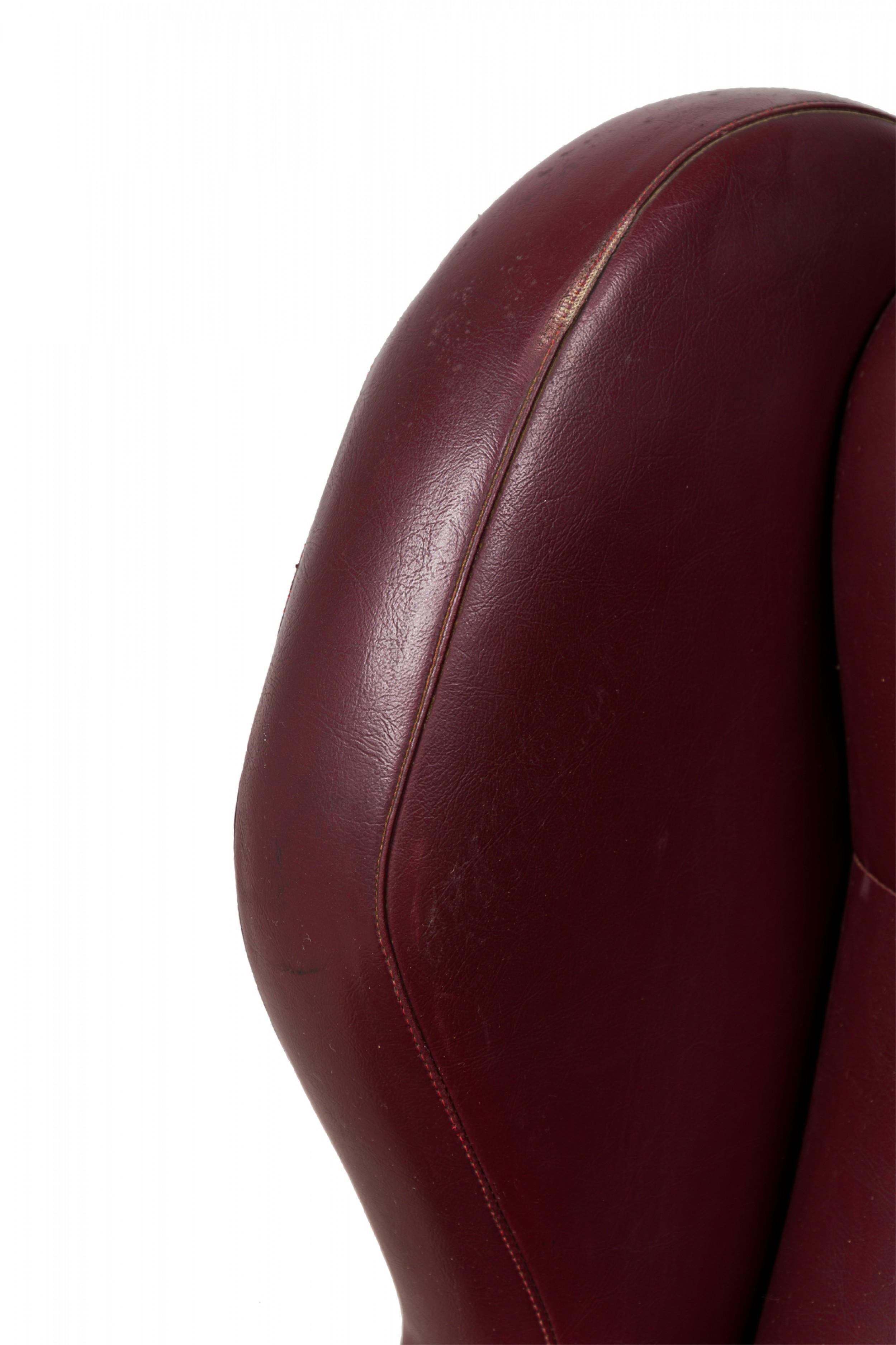 Pair of Westnofa Norwegian Burgundy Leather Upholstered Wing Armchairs For Sale 5