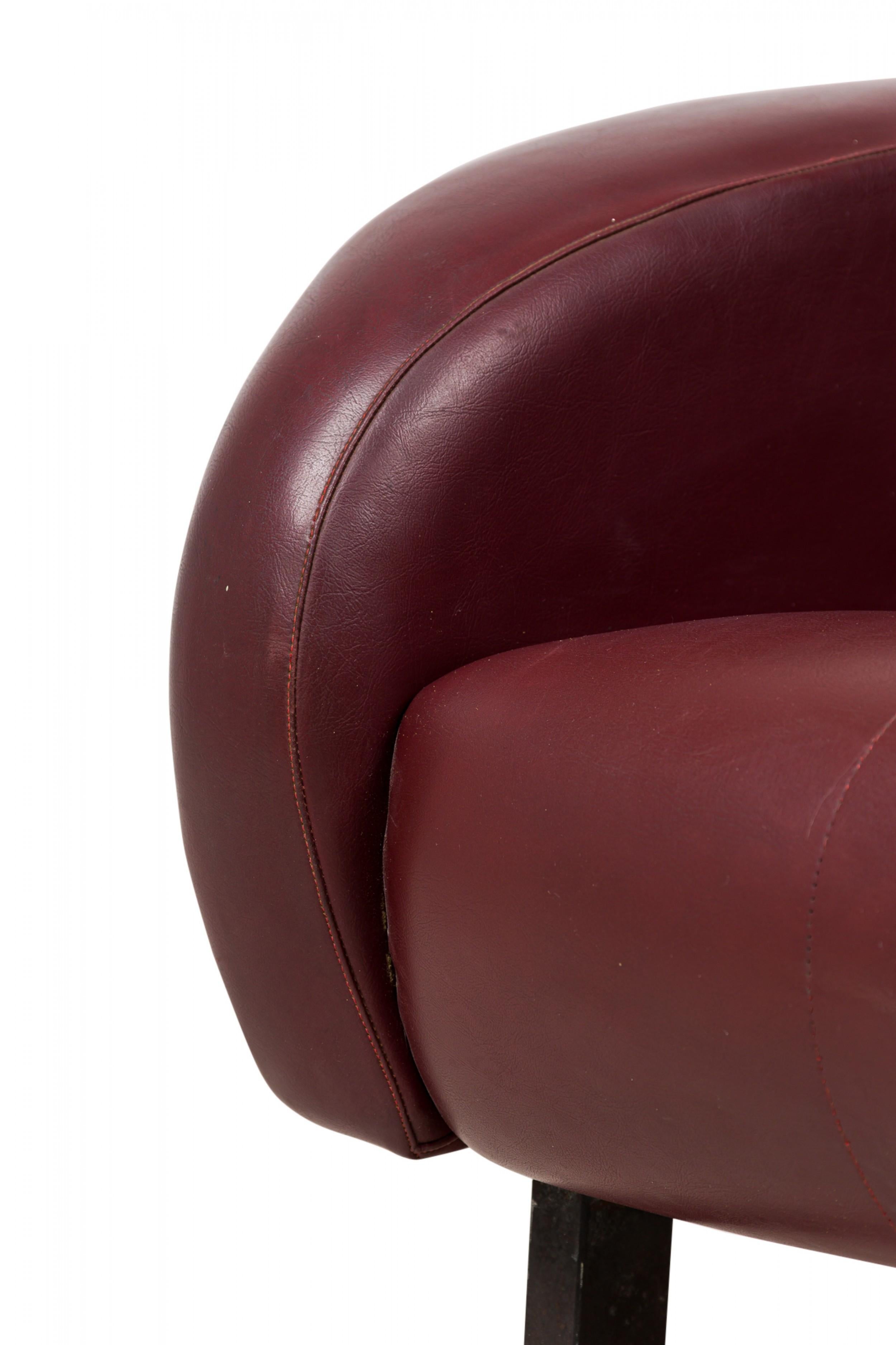 Pair of Westnofa Norwegian Burgundy Leather Upholstered Wing Armchairs For Sale 6