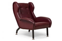 Pair of Westnofa Norwegian Burgundy Leather Upholstered Wing Armchairs