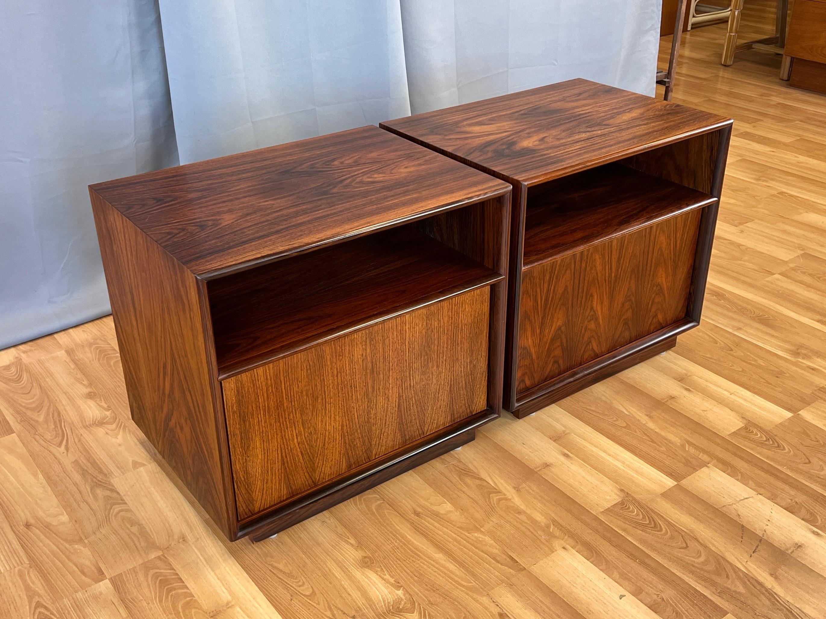 Pair of Westnofa-Style Rosewood Nightstands with Doors, Norway, c. 1970 6