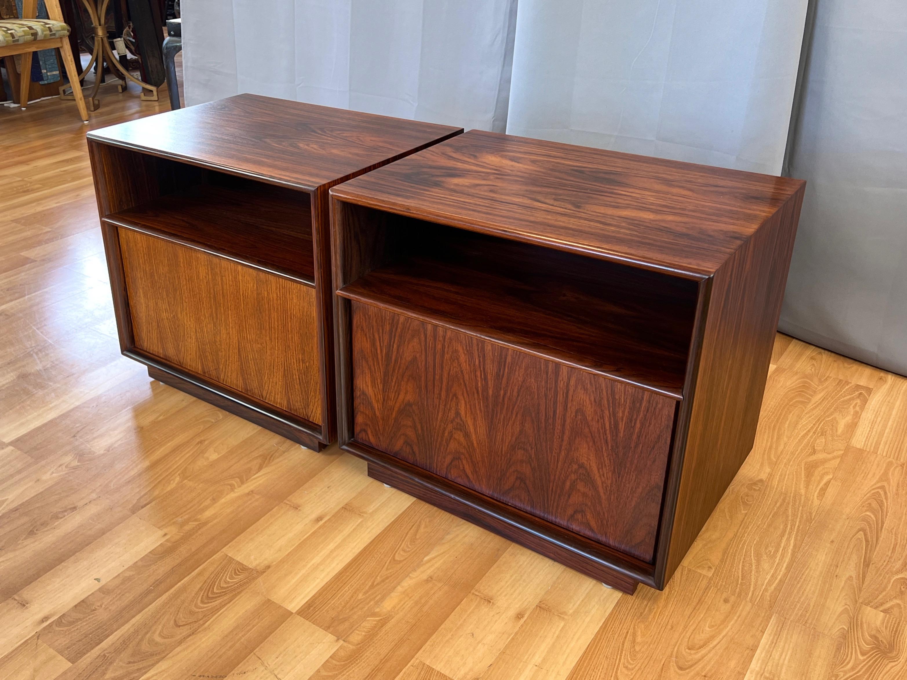 Pair of Westnofa-Style Rosewood Nightstands with Doors, Norway, c. 1970 7