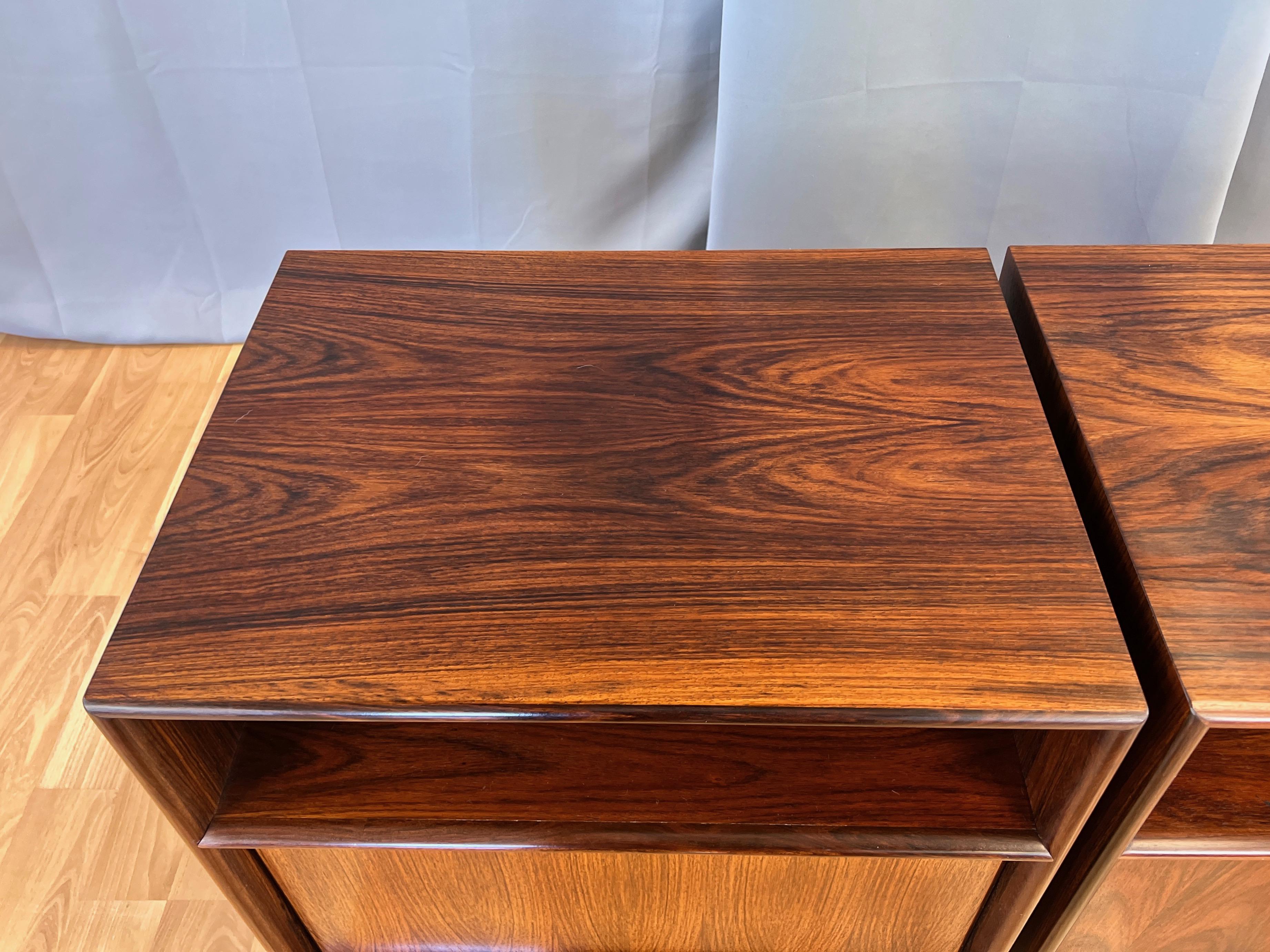 Pair of Westnofa-Style Rosewood Nightstands with Doors, Norway, c. 1970 8