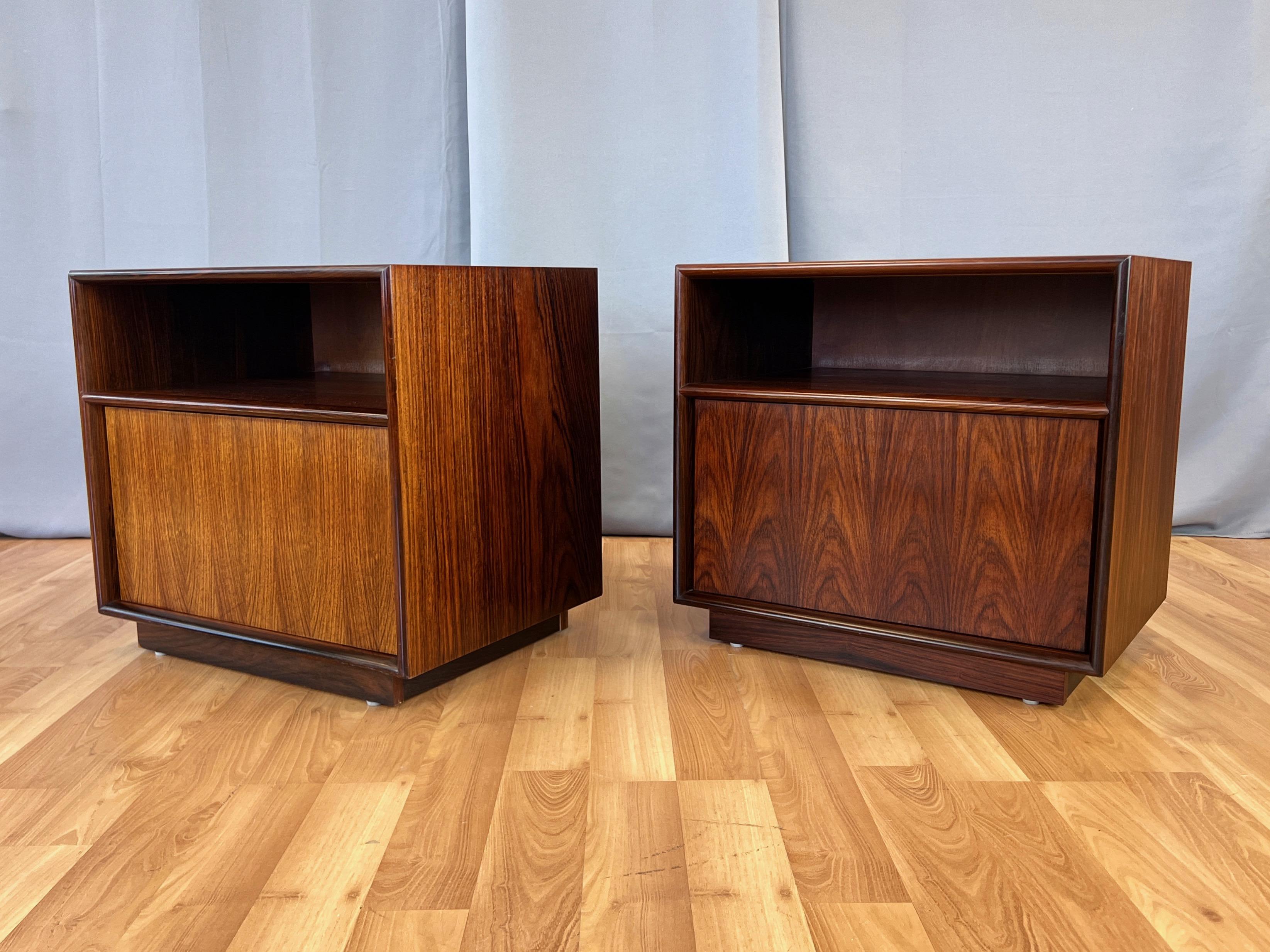 Scandinavian Modern Pair of Westnofa-Style Rosewood Nightstands with Doors, Norway, c. 1970