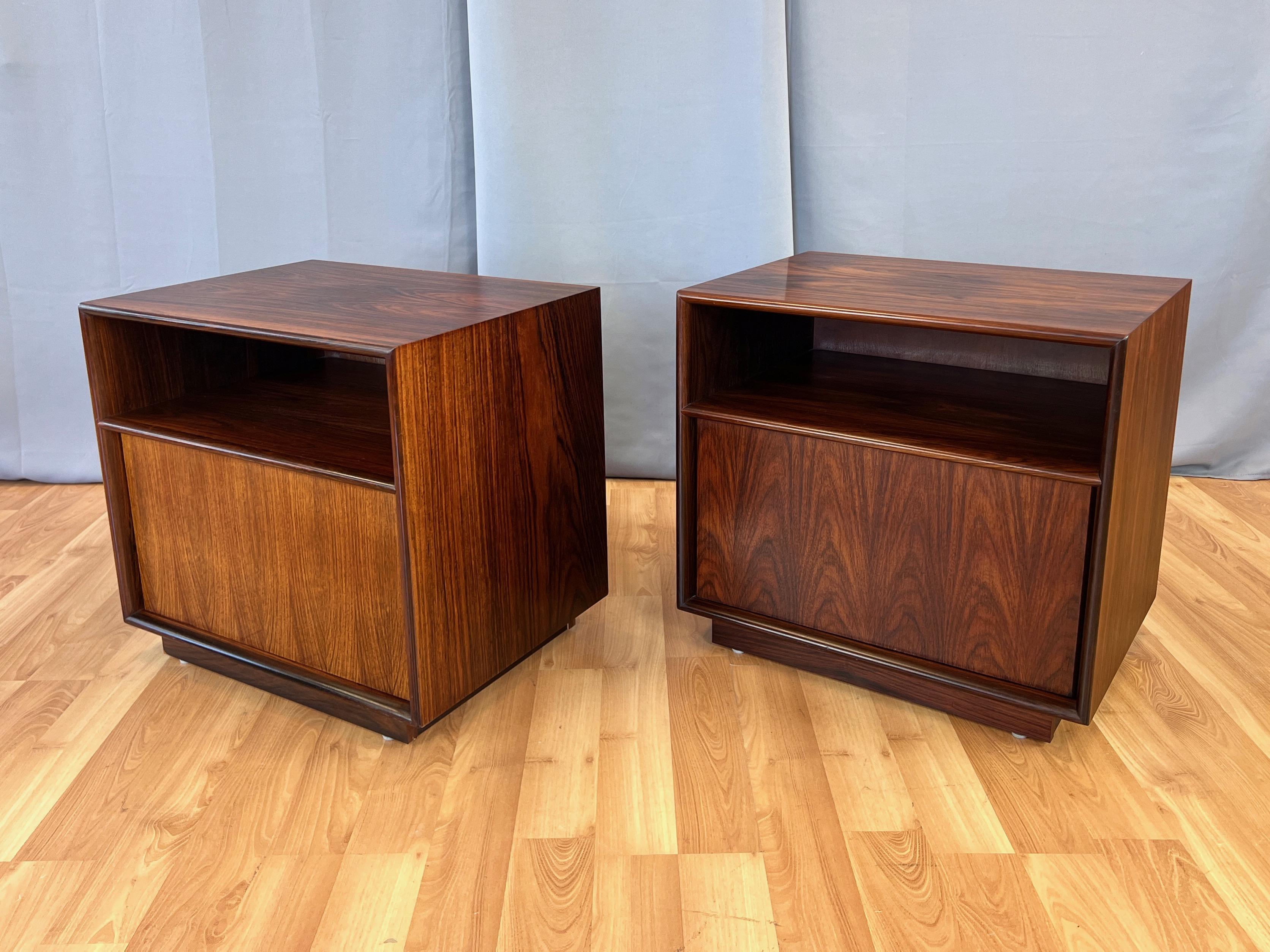 Norwegian Pair of Westnofa-Style Rosewood Nightstands with Doors, Norway, c. 1970