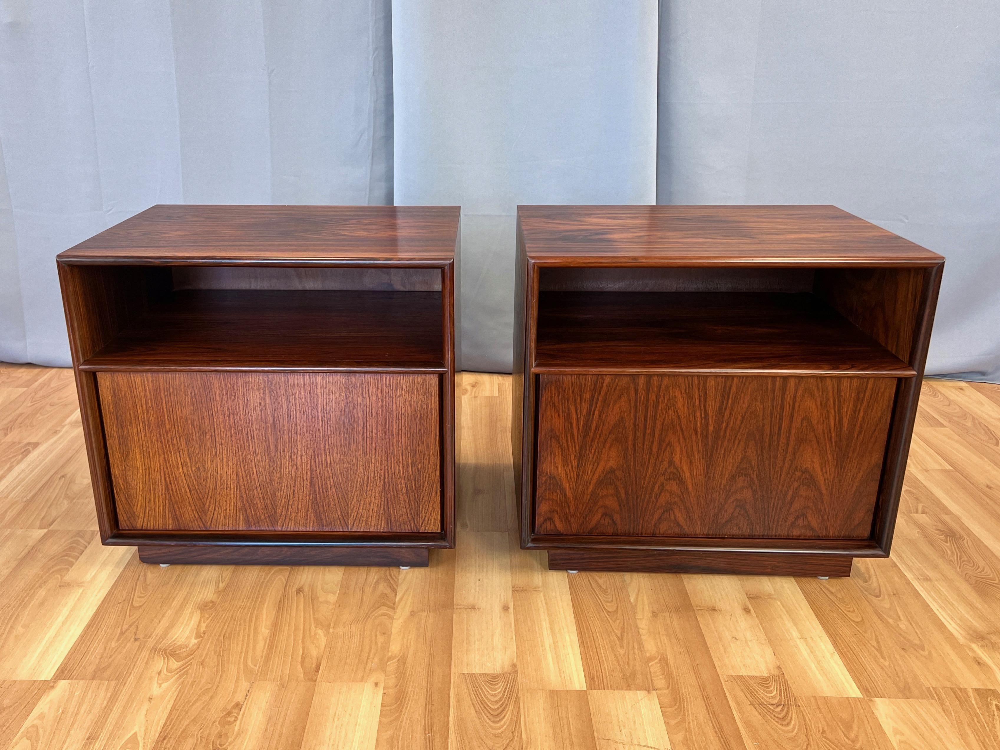 Veneer Pair of Westnofa-Style Rosewood Nightstands with Doors, Norway, c. 1970
