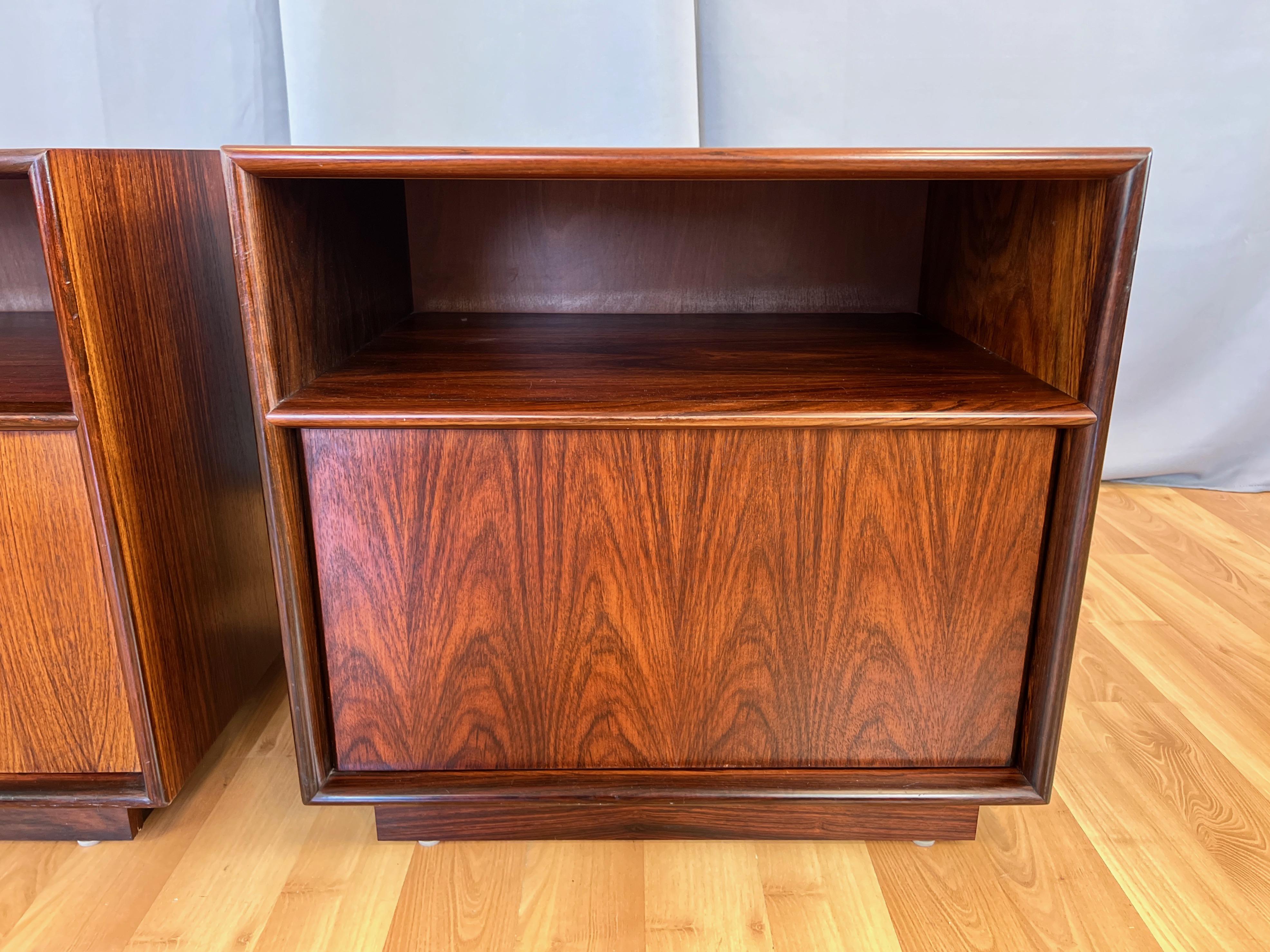 Late 20th Century Pair of Westnofa-Style Rosewood Nightstands with Doors, Norway, c. 1970