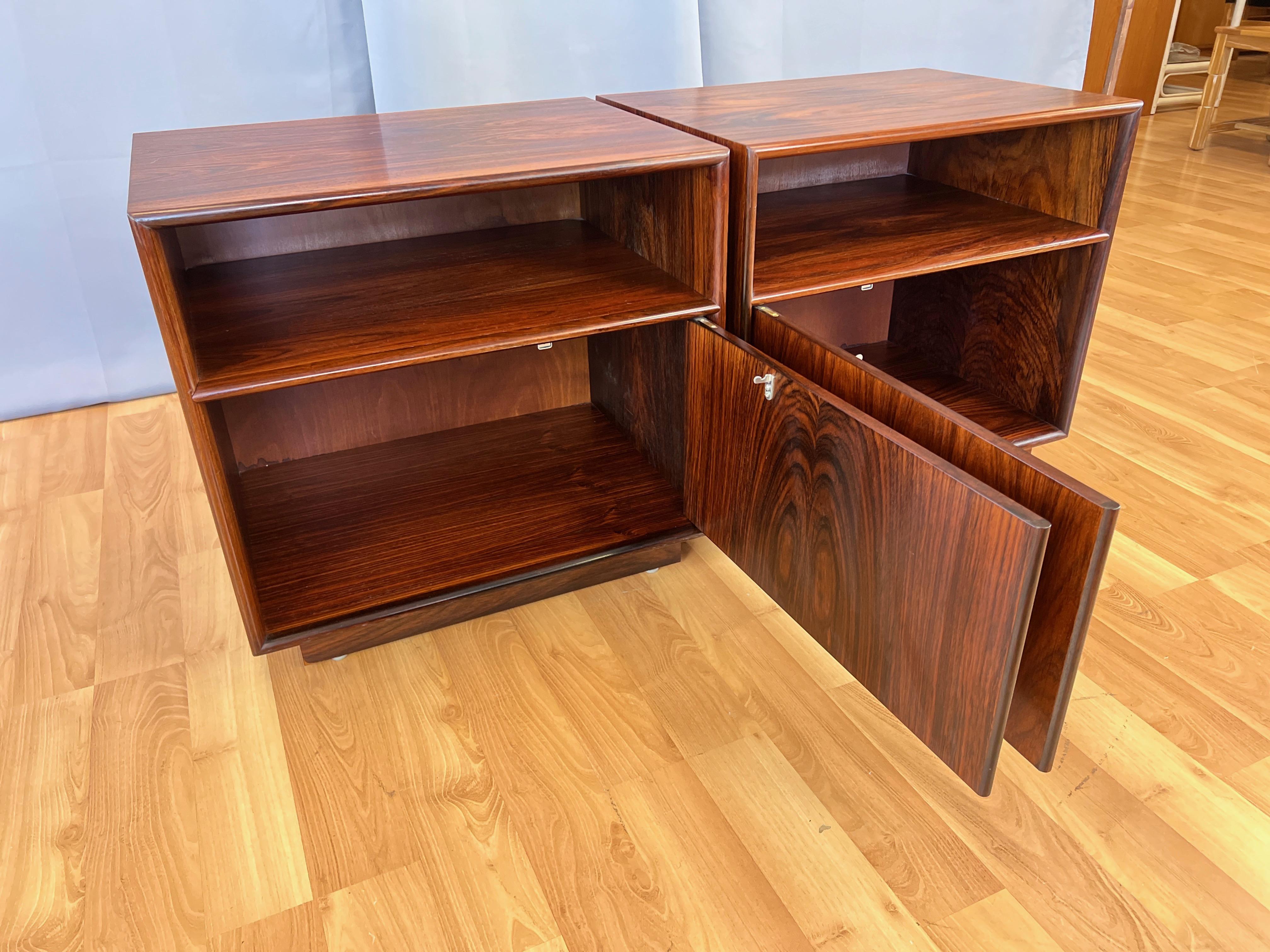 Pair of Westnofa-Style Rosewood Nightstands with Doors, Norway, c. 1970 2