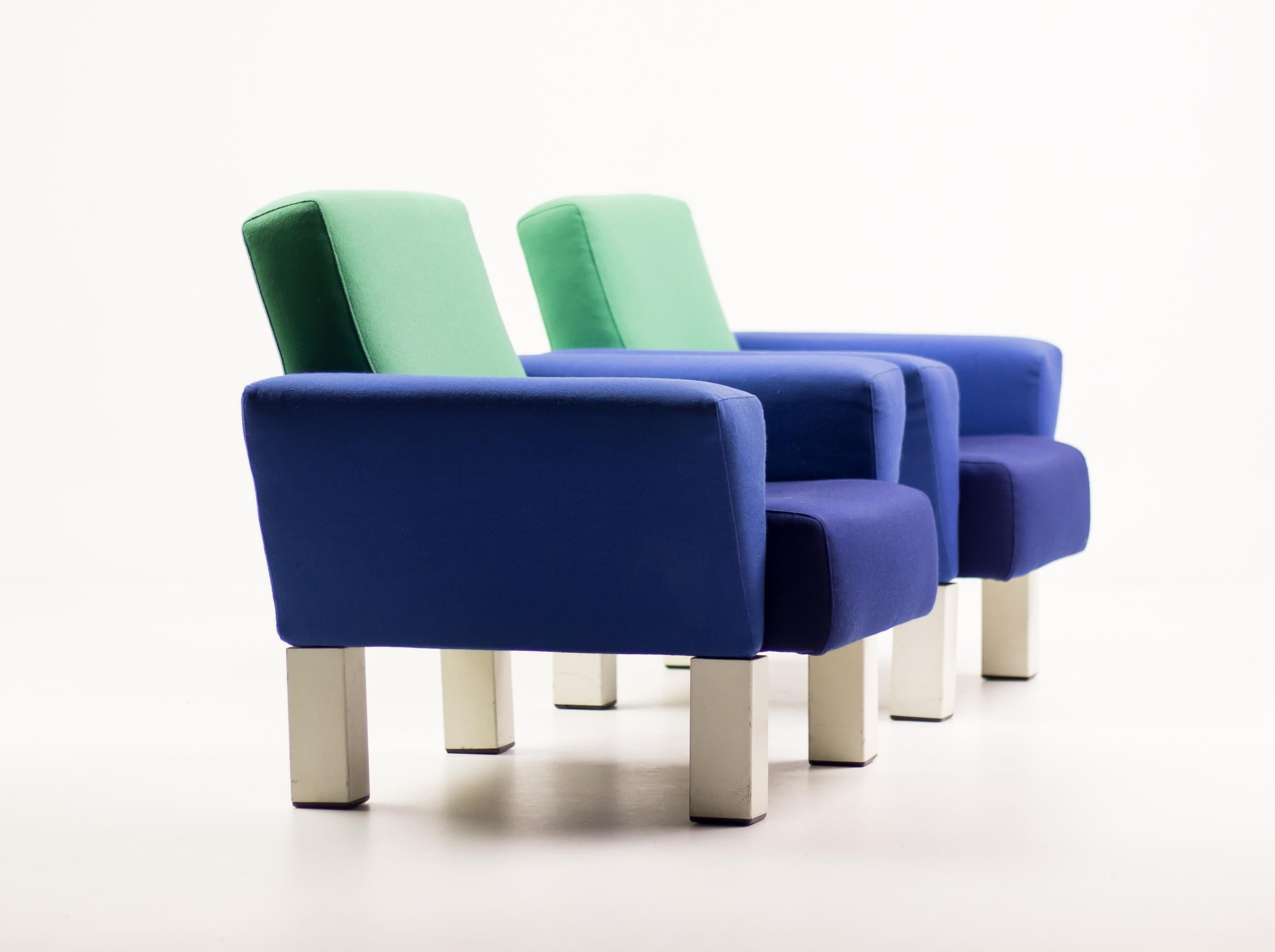 Wool Pair of 'Westside' Armchairs by Ettore Sottsass for Knoll