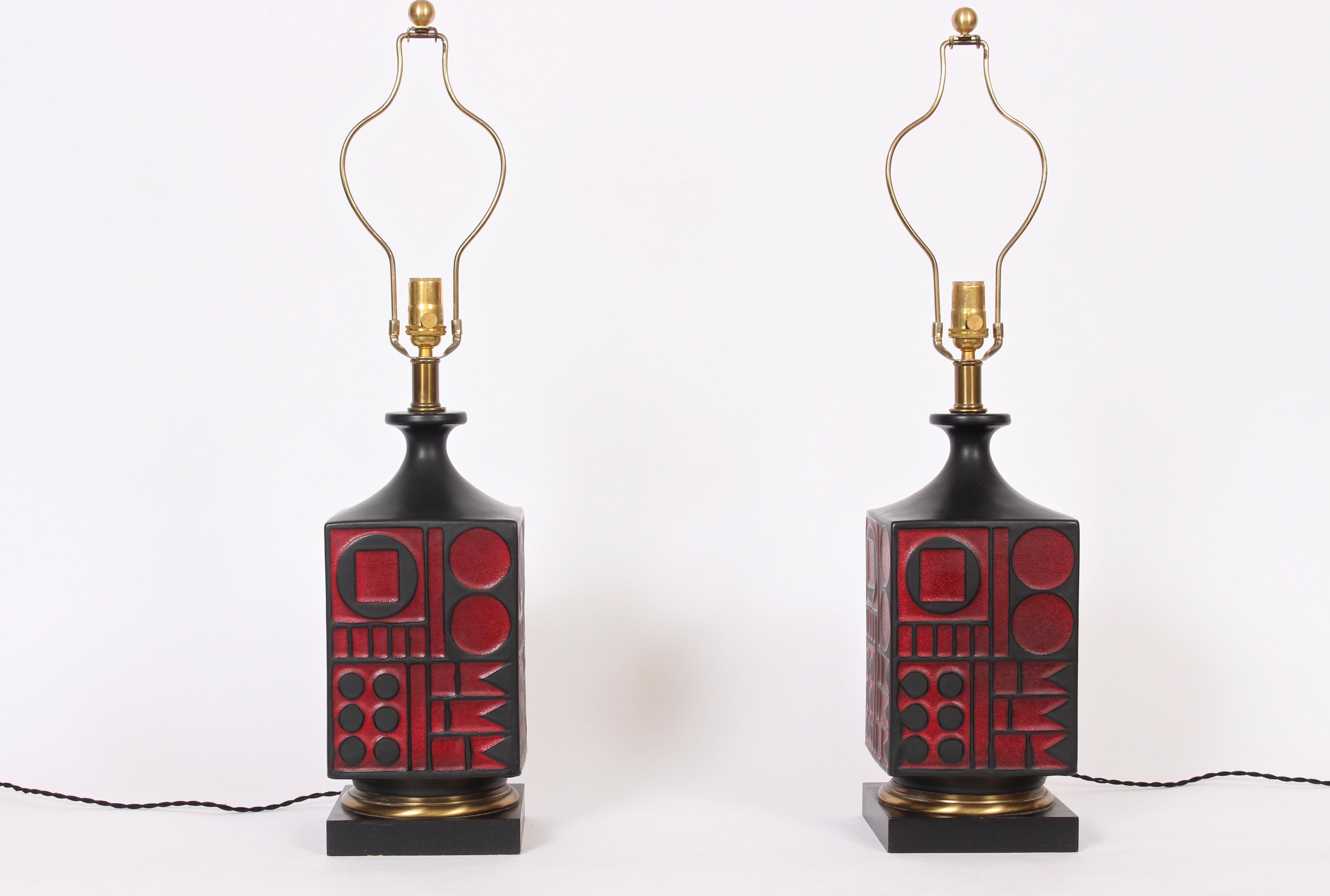red and black lamps