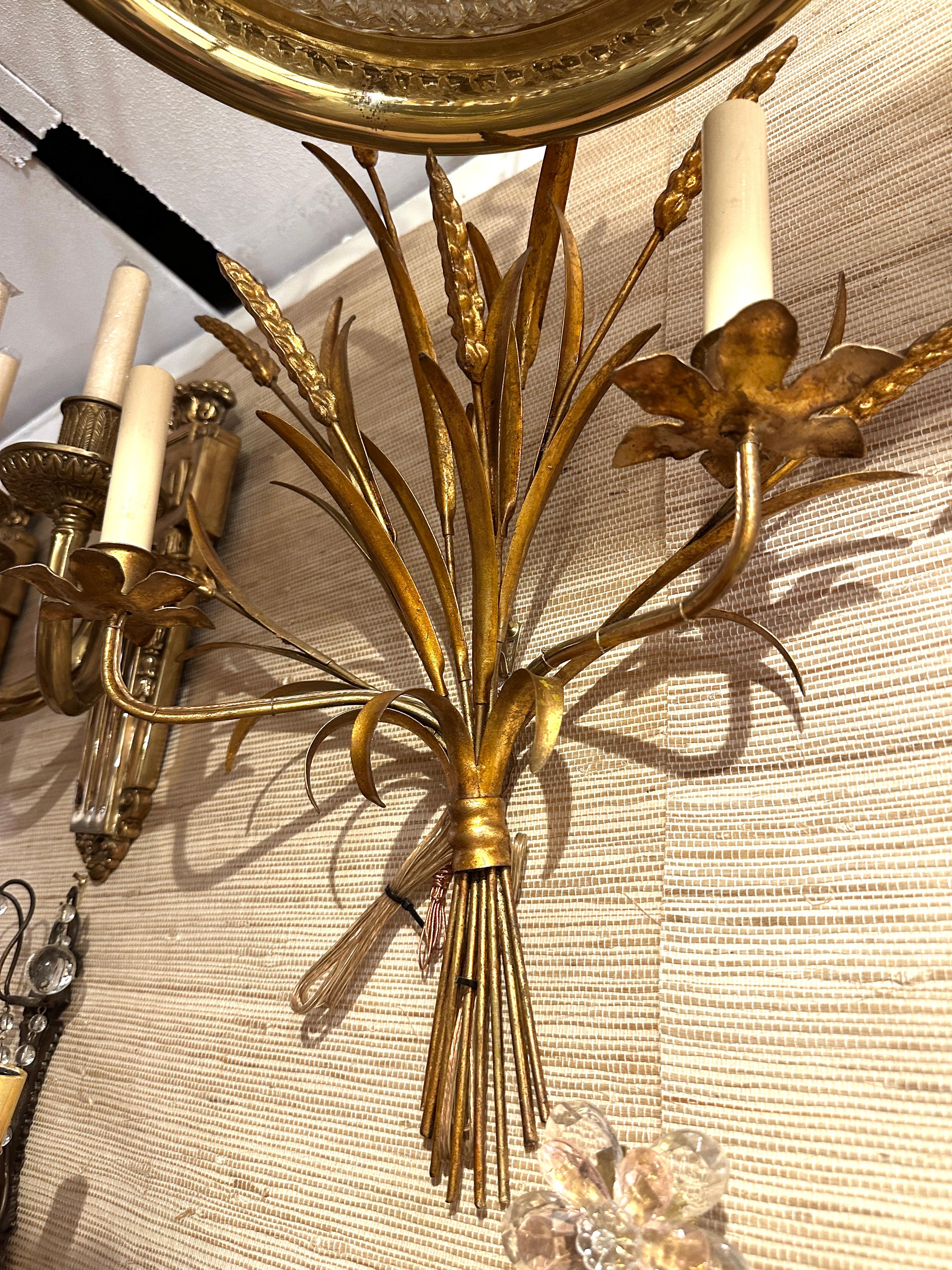 Pair of Wheat Gilt Metal Sconces For Sale 2