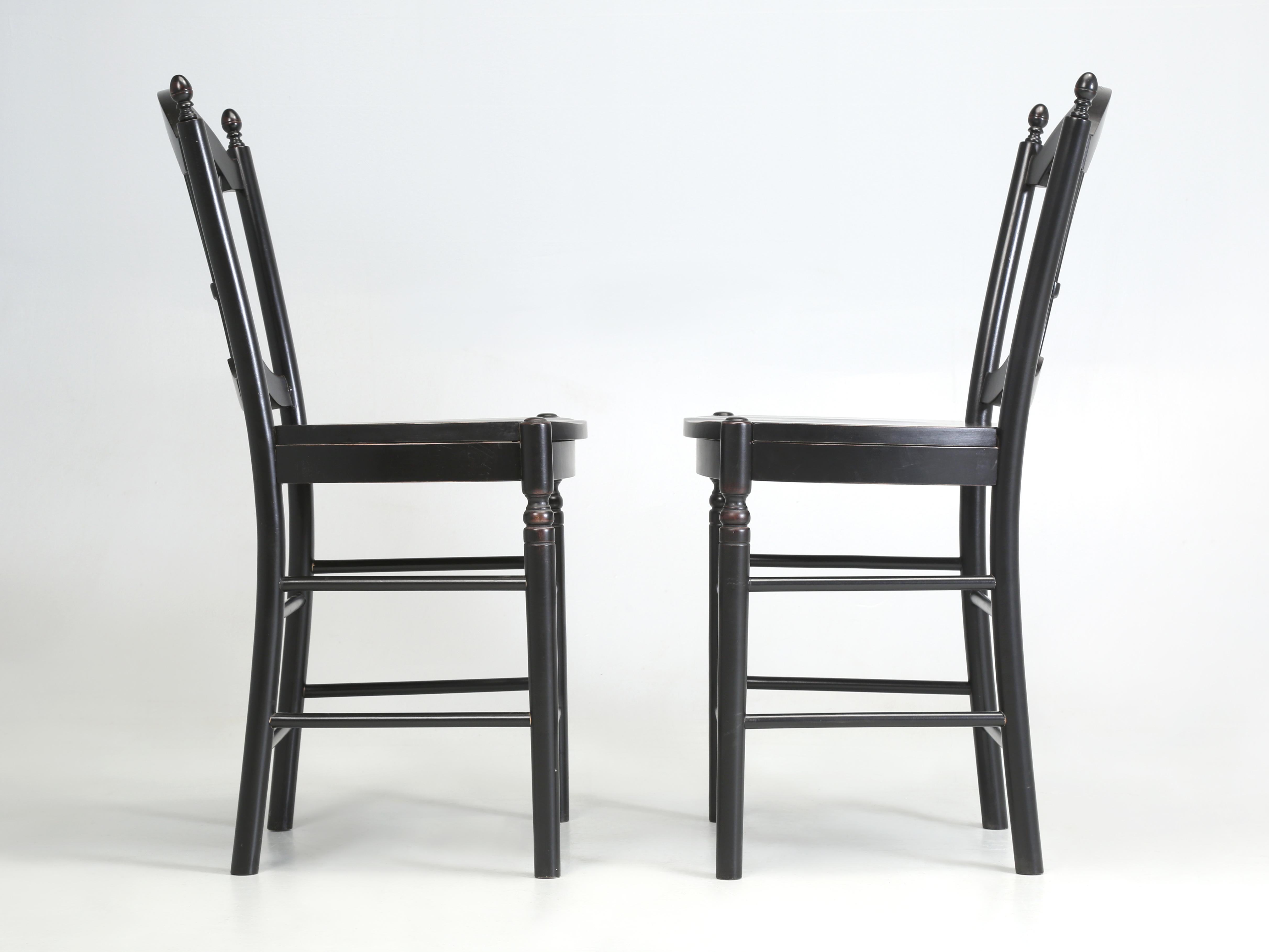 Pair of Wheatback Style Counter Stools in Black Made in England For Sale 2