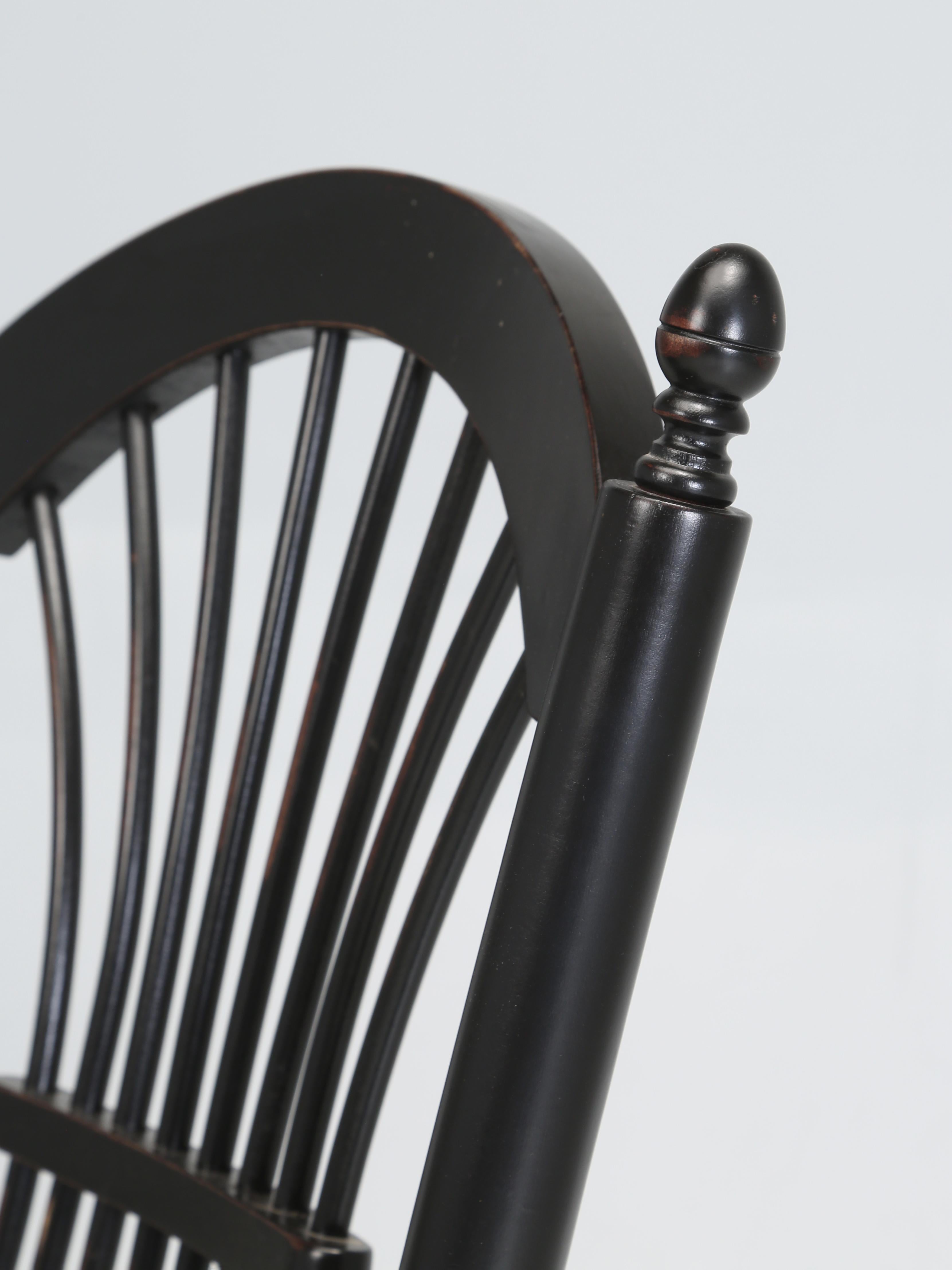 English Pair of Wheatback Style Counter Stools in Black Made in England For Sale