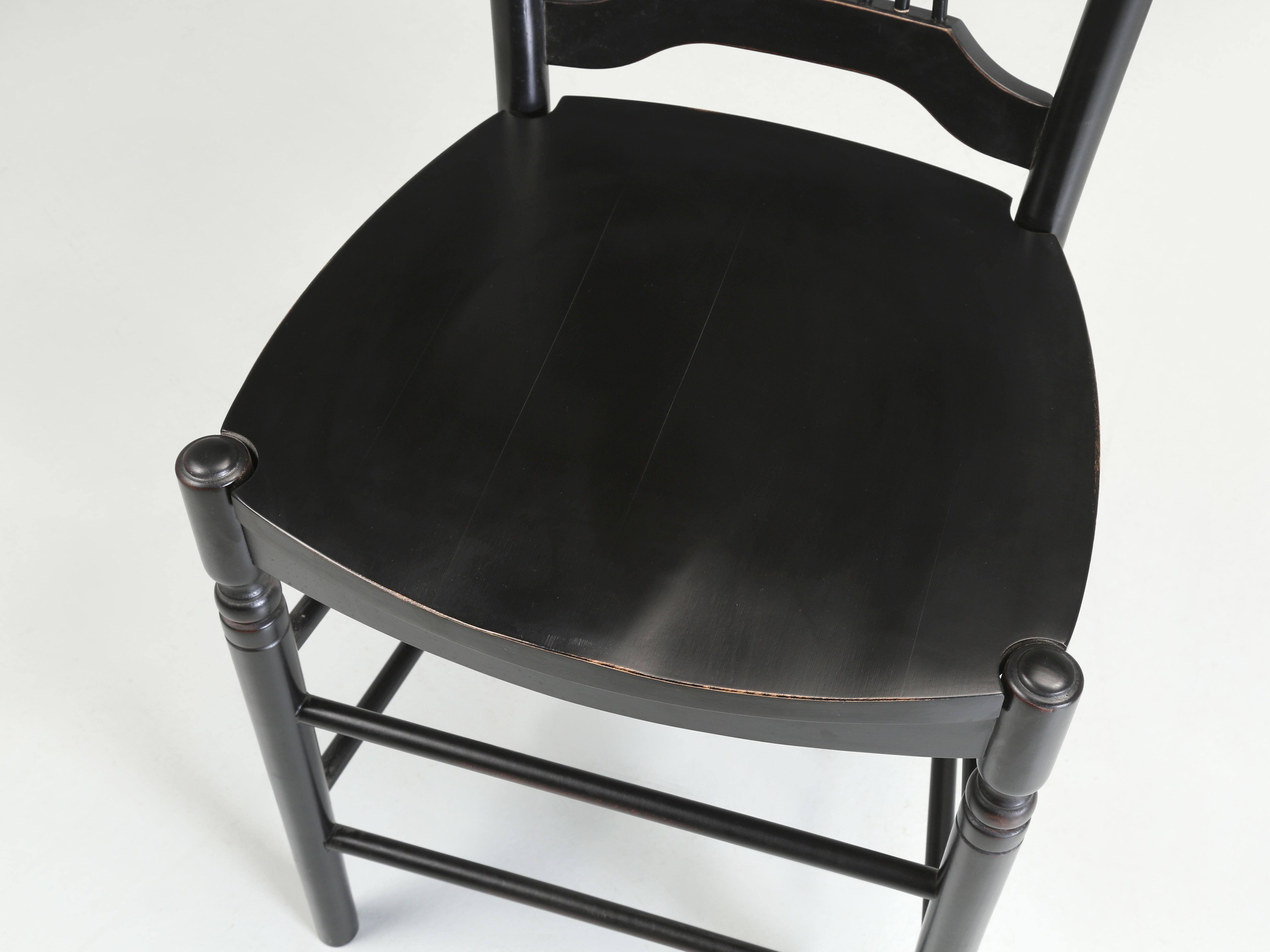 Late 20th Century Pair of Wheatback Style Counter Stools in Black Made in England For Sale