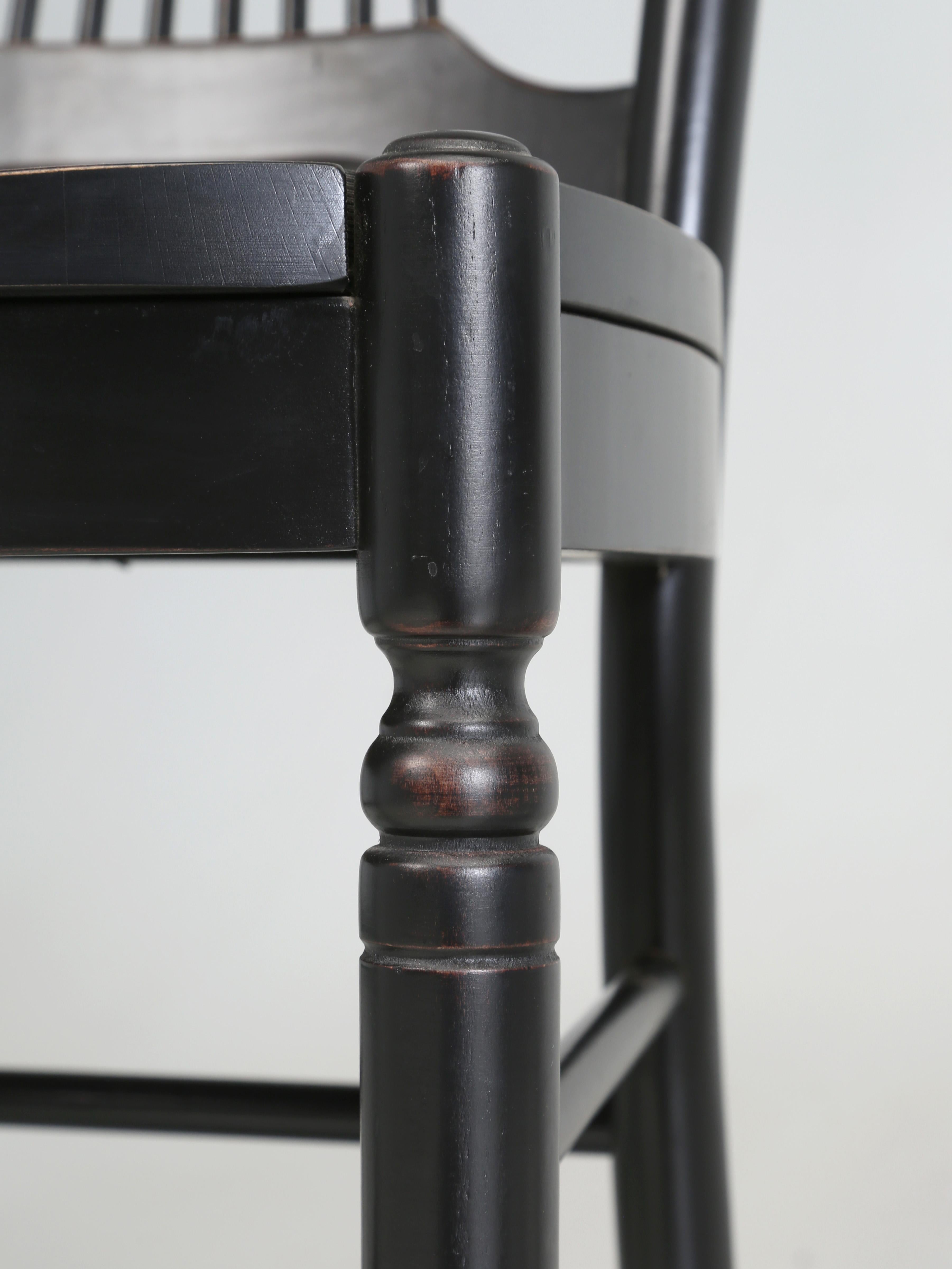 Pair of Wheatback Style Counter Stools in Black Made in England For Sale 1