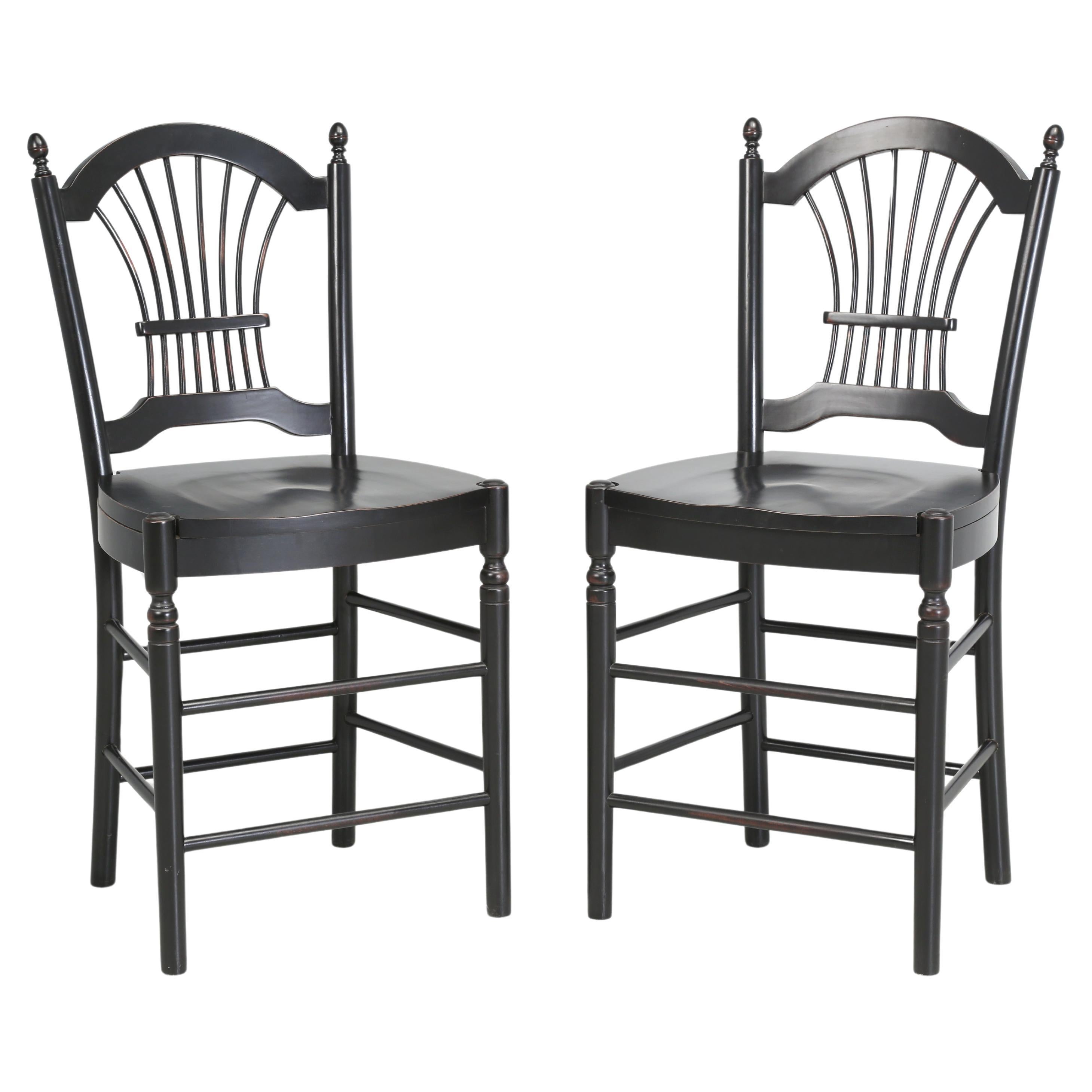 Pair of Wheatback Style Counter Stools in Black Made in England
