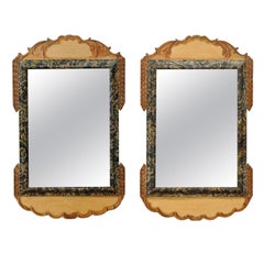 Pair of Whimsical 19th Century Italian Polychrome Painted Mirrors