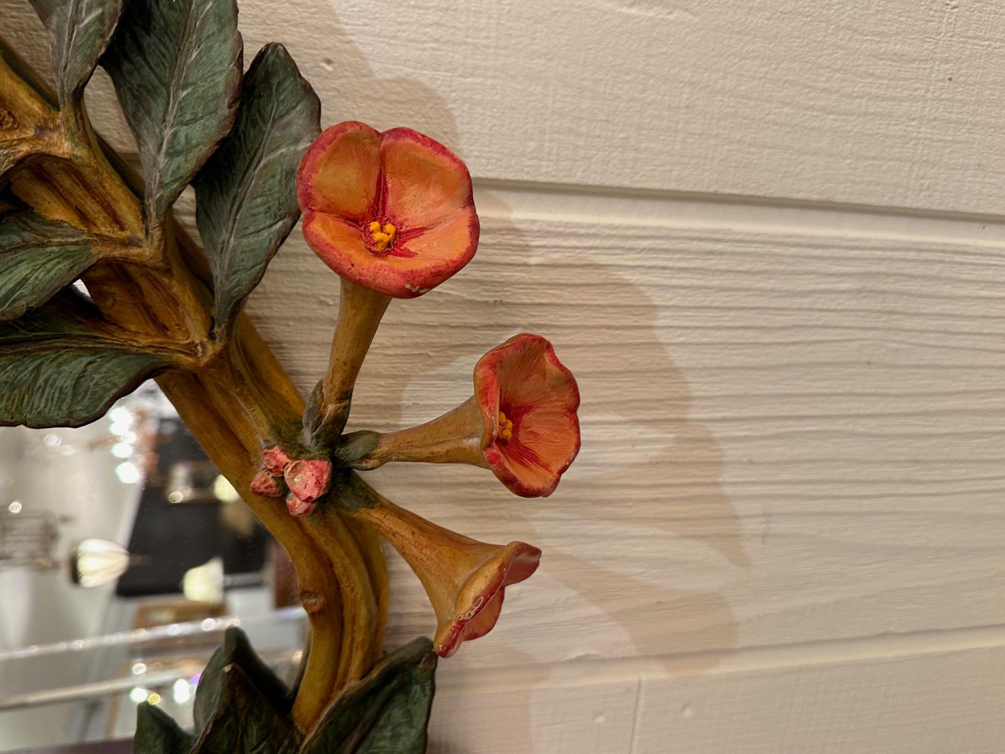 American Whimsical Carol Canner Carvers Guilt Trumpet Flower Mirror