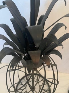 Pair of Whimsical Mid-Century Modern Iron and Tole Topiary Style Pineapple Lamps