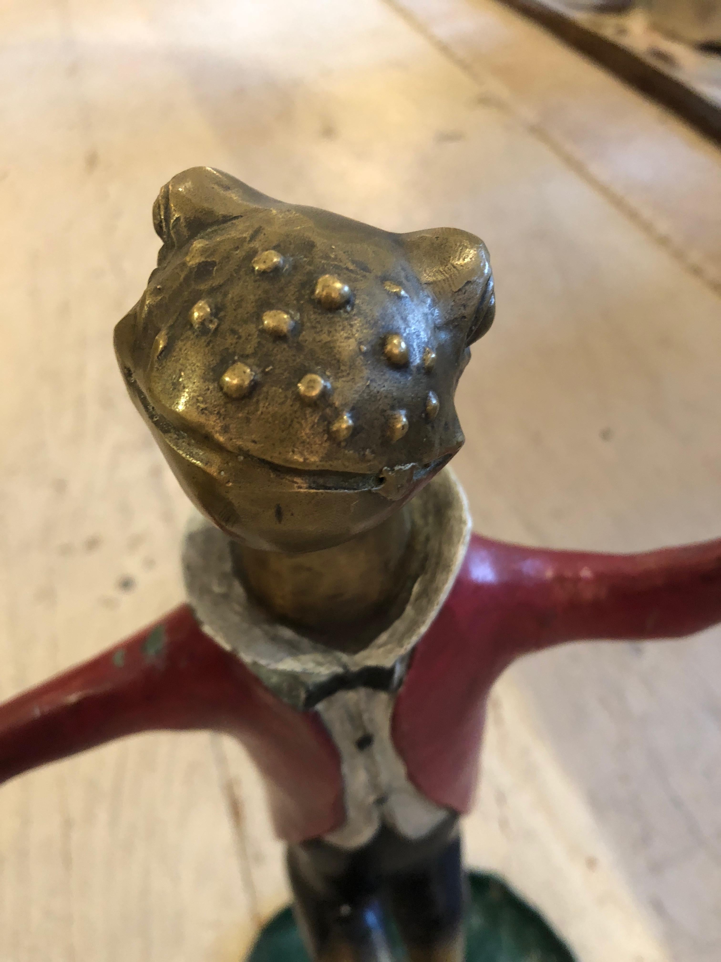 bronze frog candle holder