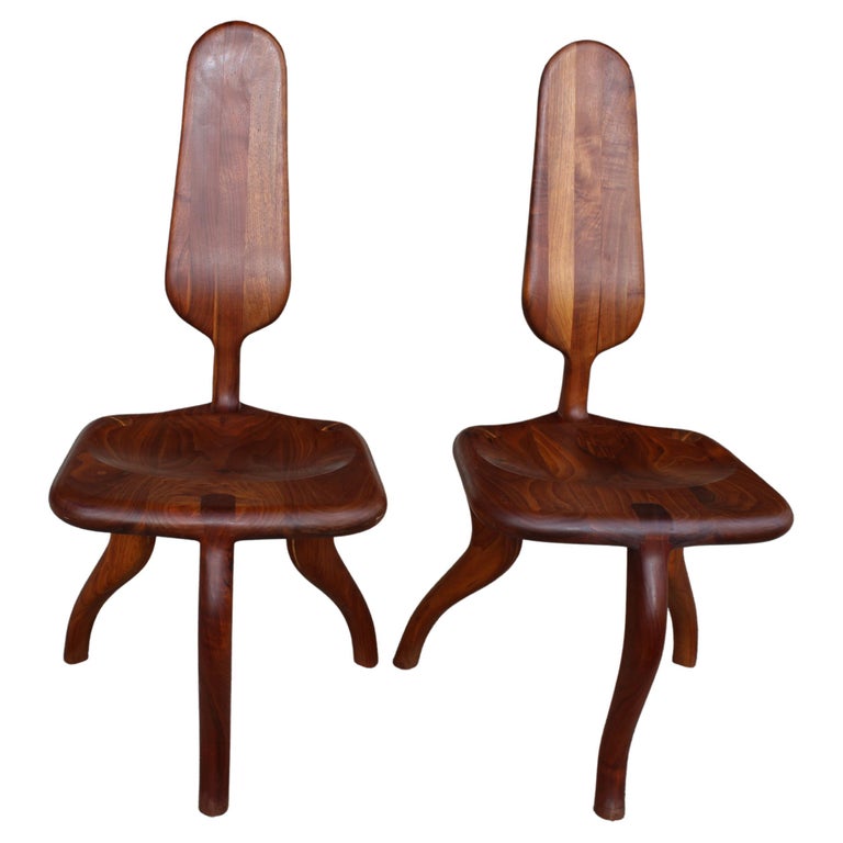 Pair of Whimsical Studio Wood Chairs For Sale at 1stDibs