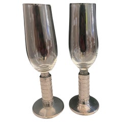 Pair of Whimsical tower of Pisa Wine Glasses