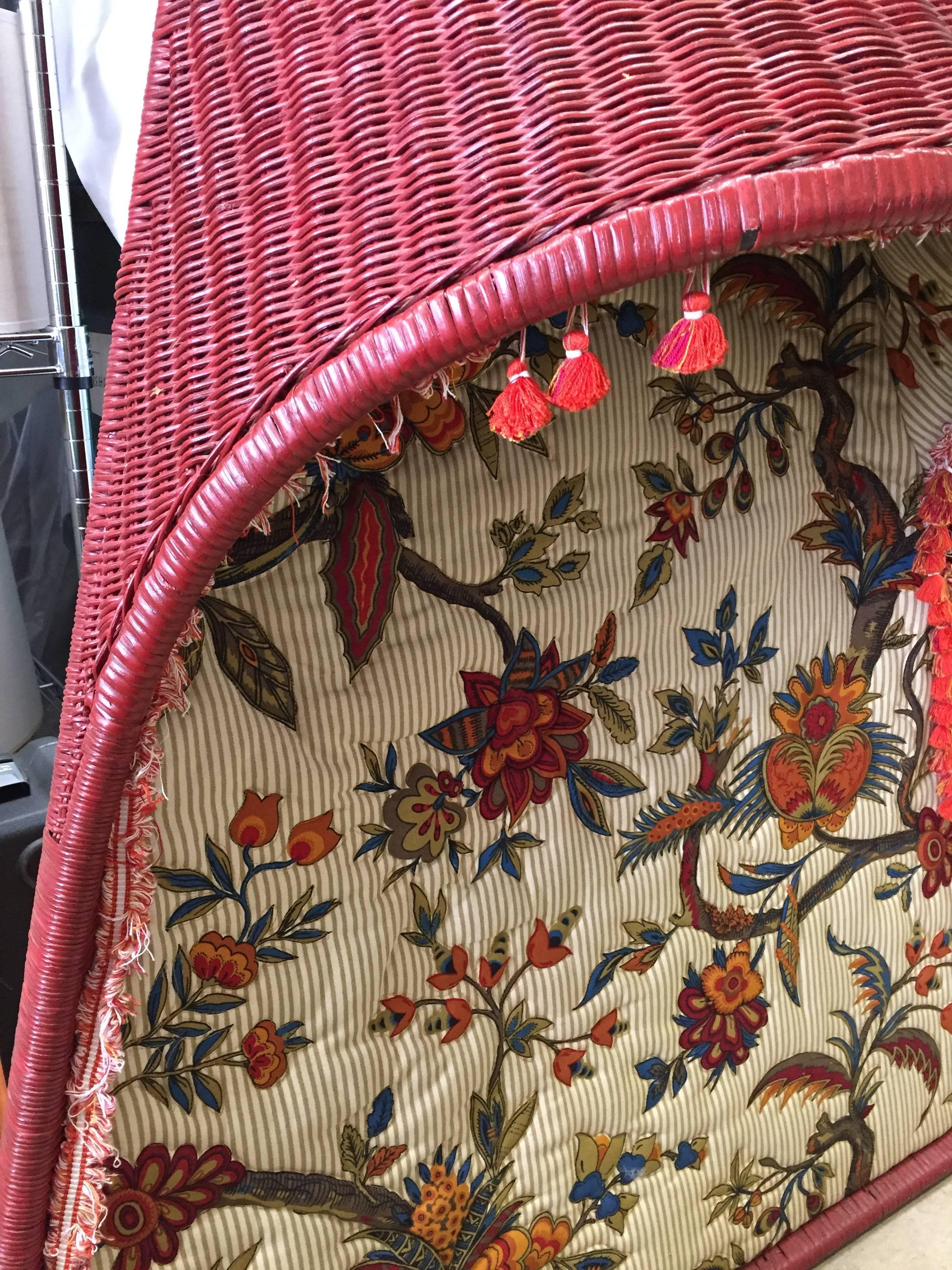 Unknown Pair of Whimsical Wicker Twin Headboards