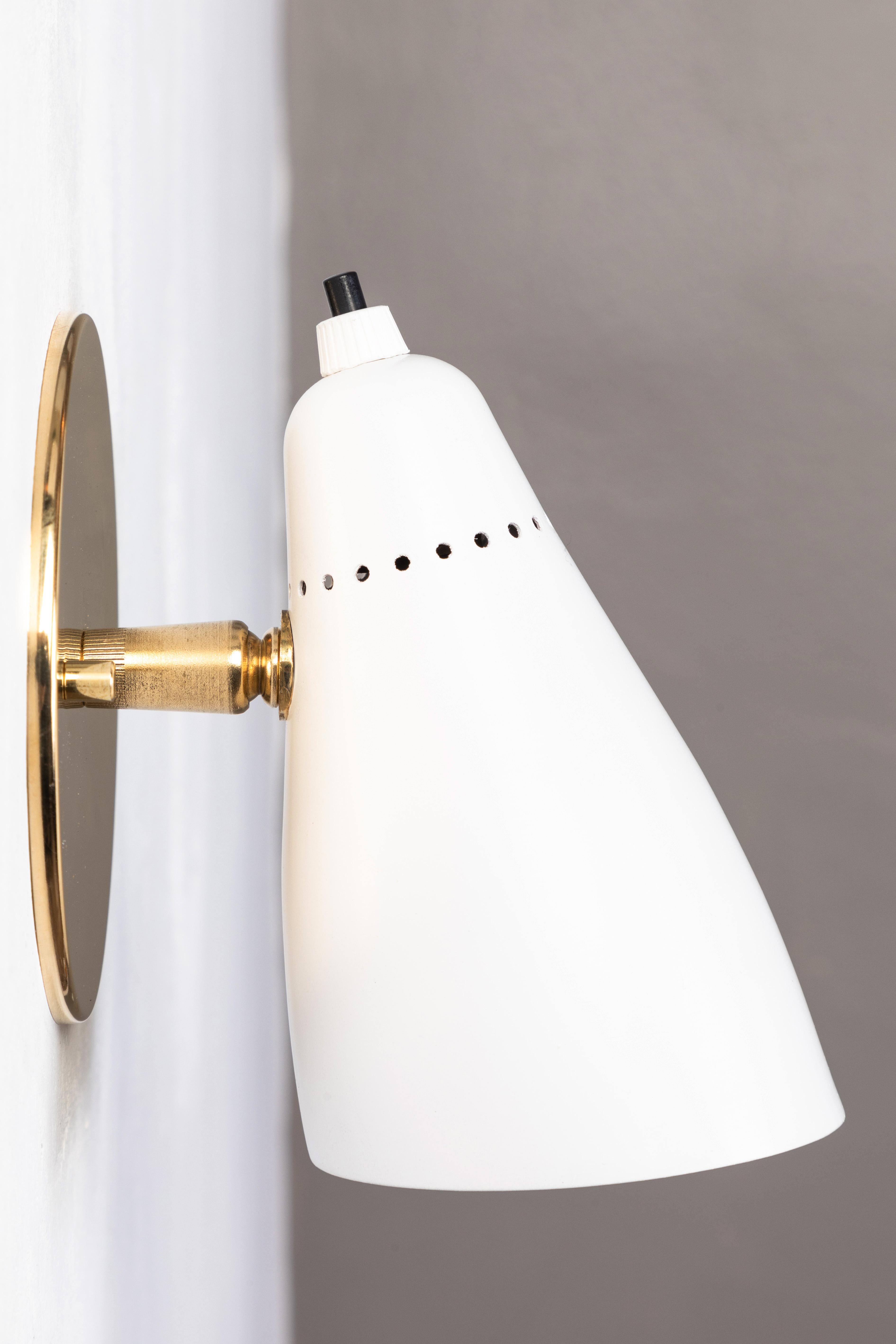 Pair of White 1950s Giuseppe Ostuni Articulating Sconces for O-Luce 2